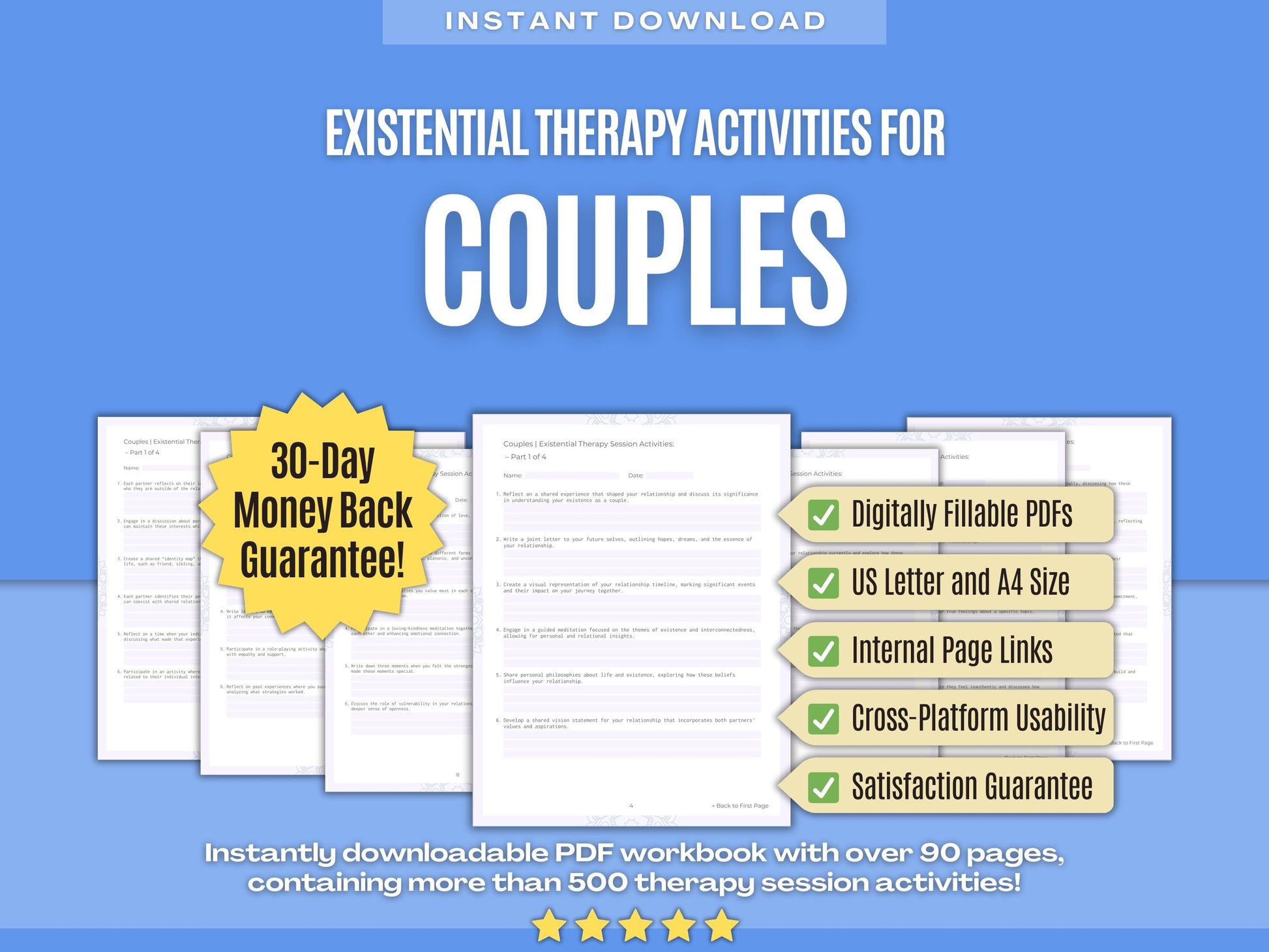 Couples Existential Therapy Psychology Workbooks