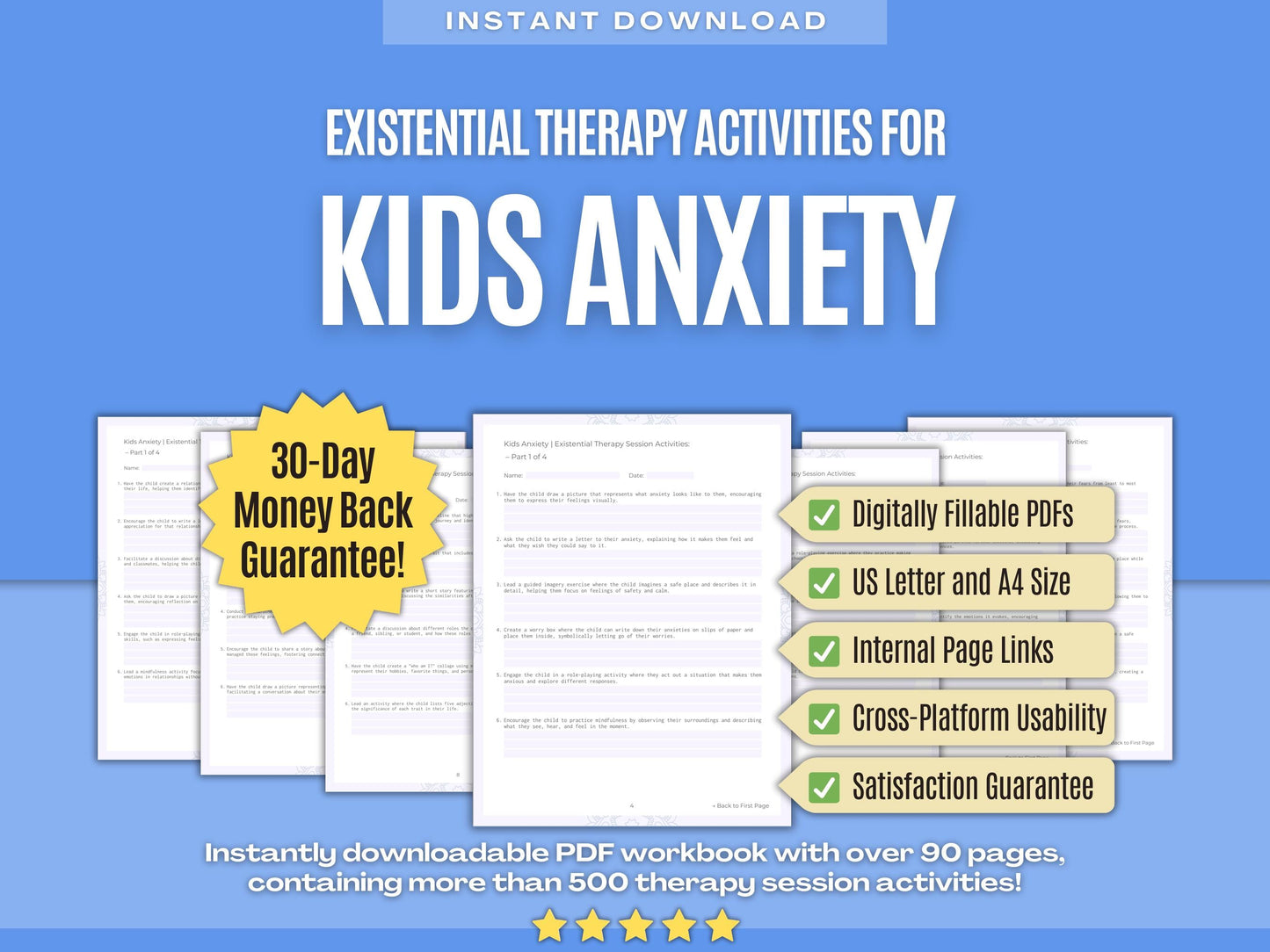 Kids Anxiety Existential Therapy Psychology Workbooks