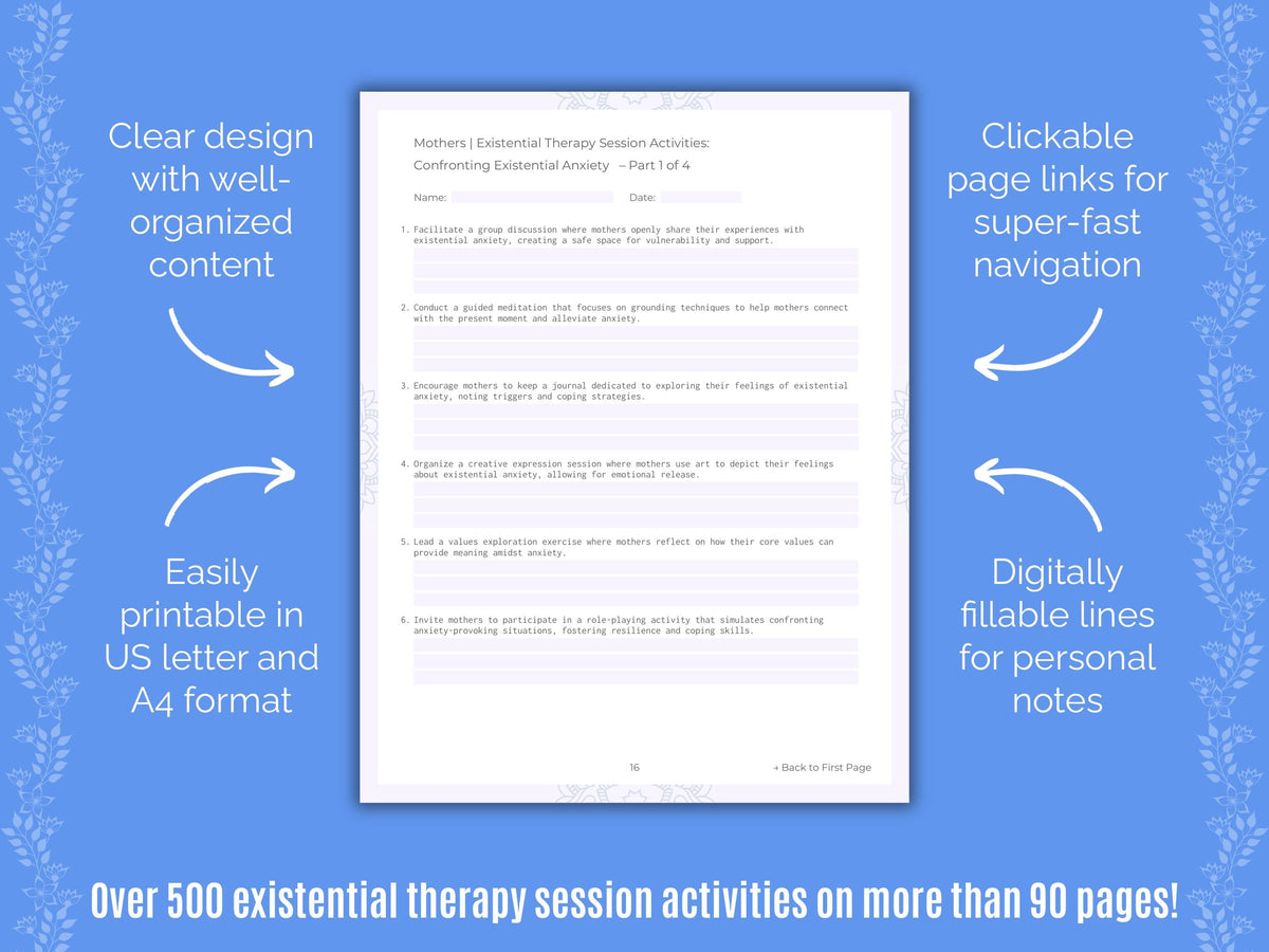 Mothers Existential Therapy Counseling Templates