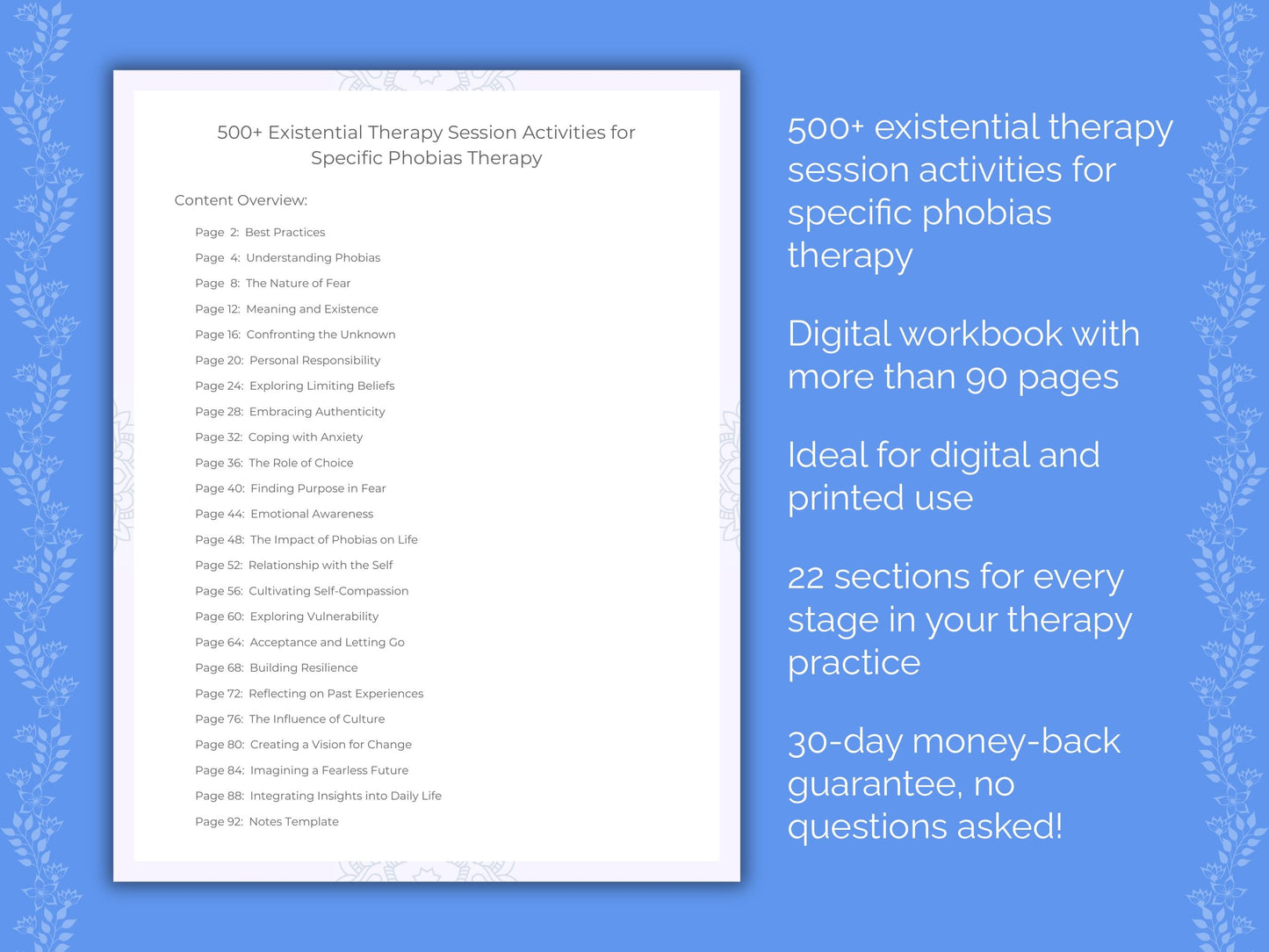Specific Phobias Existential Therapy Therapist Worksheets