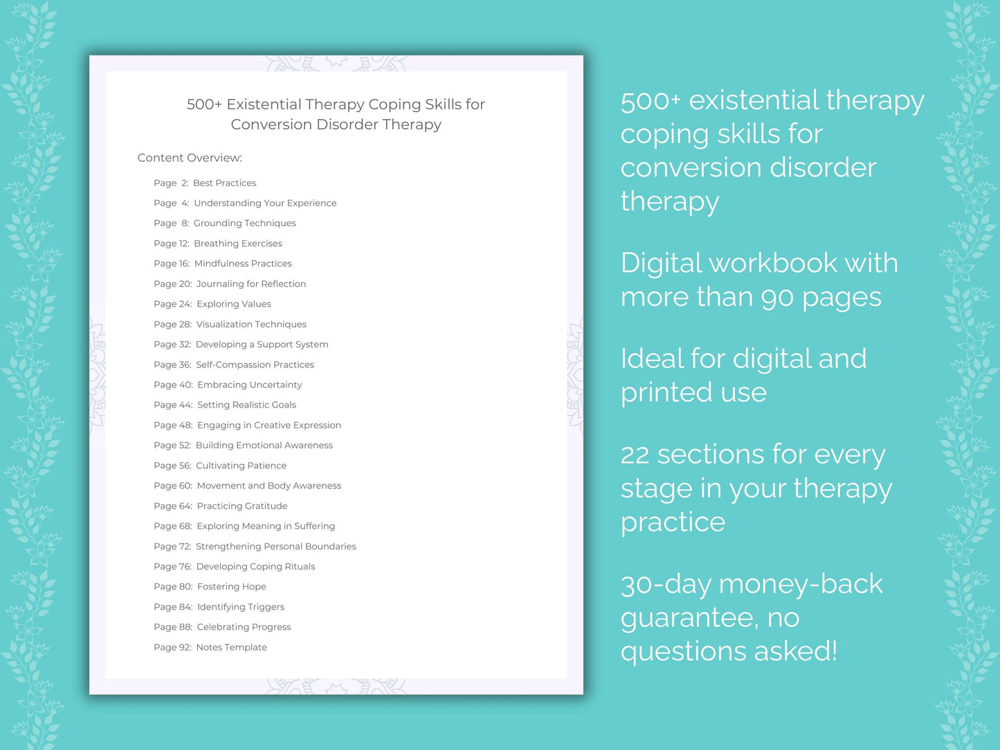 Conversion Disorder Existential Therapy Therapist Worksheets