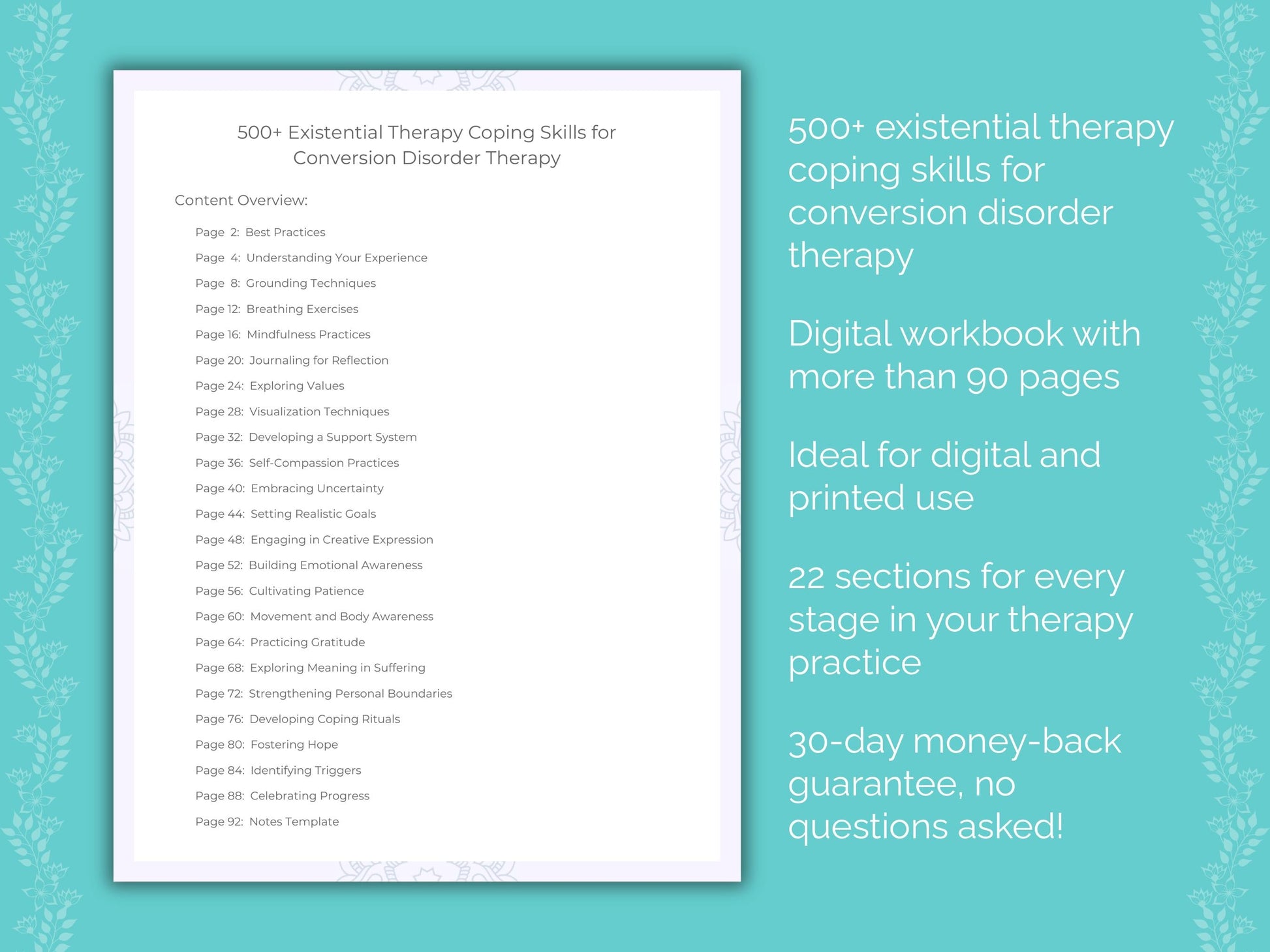 Conversion Disorder Existential Therapy Therapist Worksheets