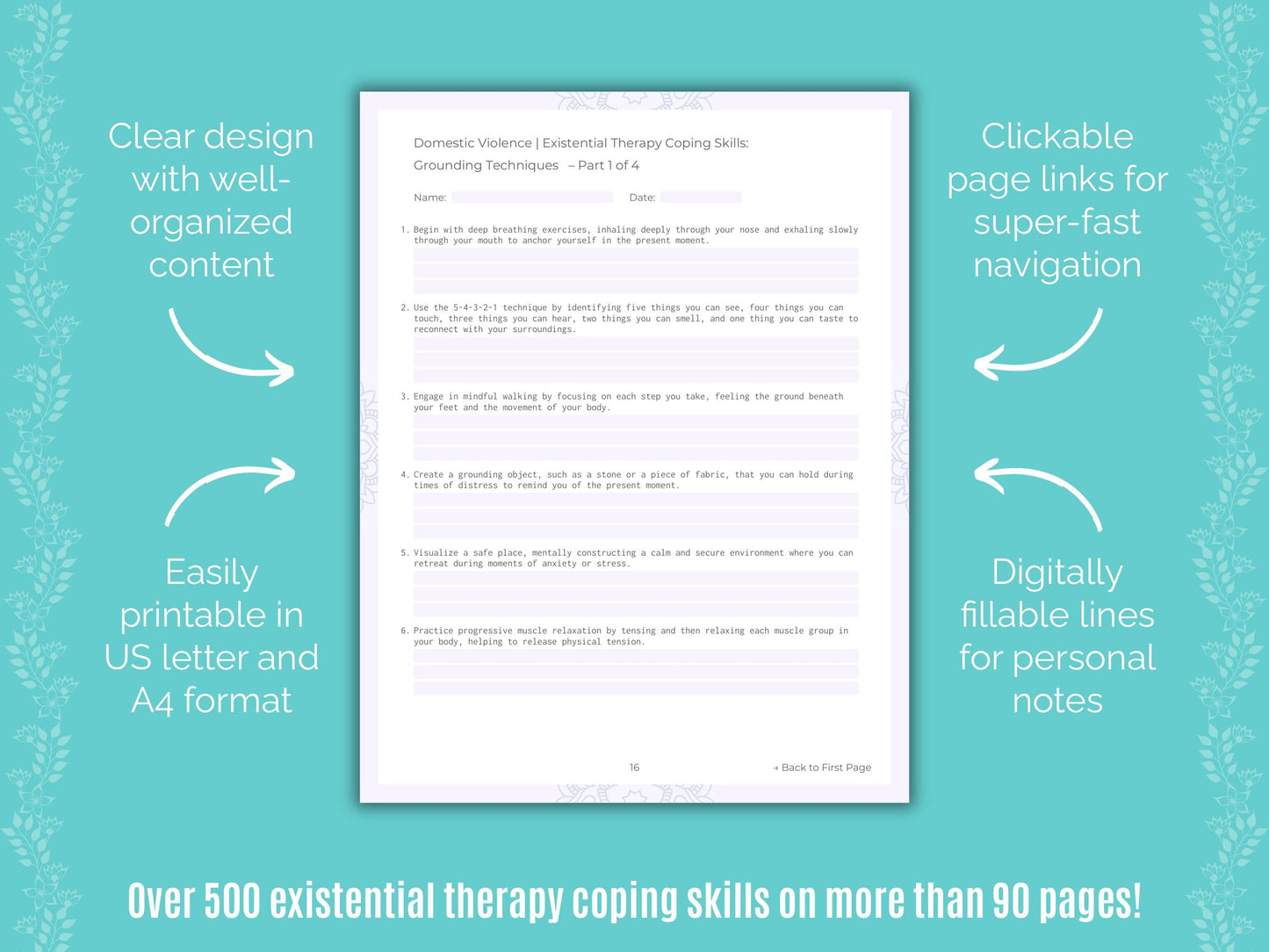 Domestic Violence Existential Therapy Counseling Templates