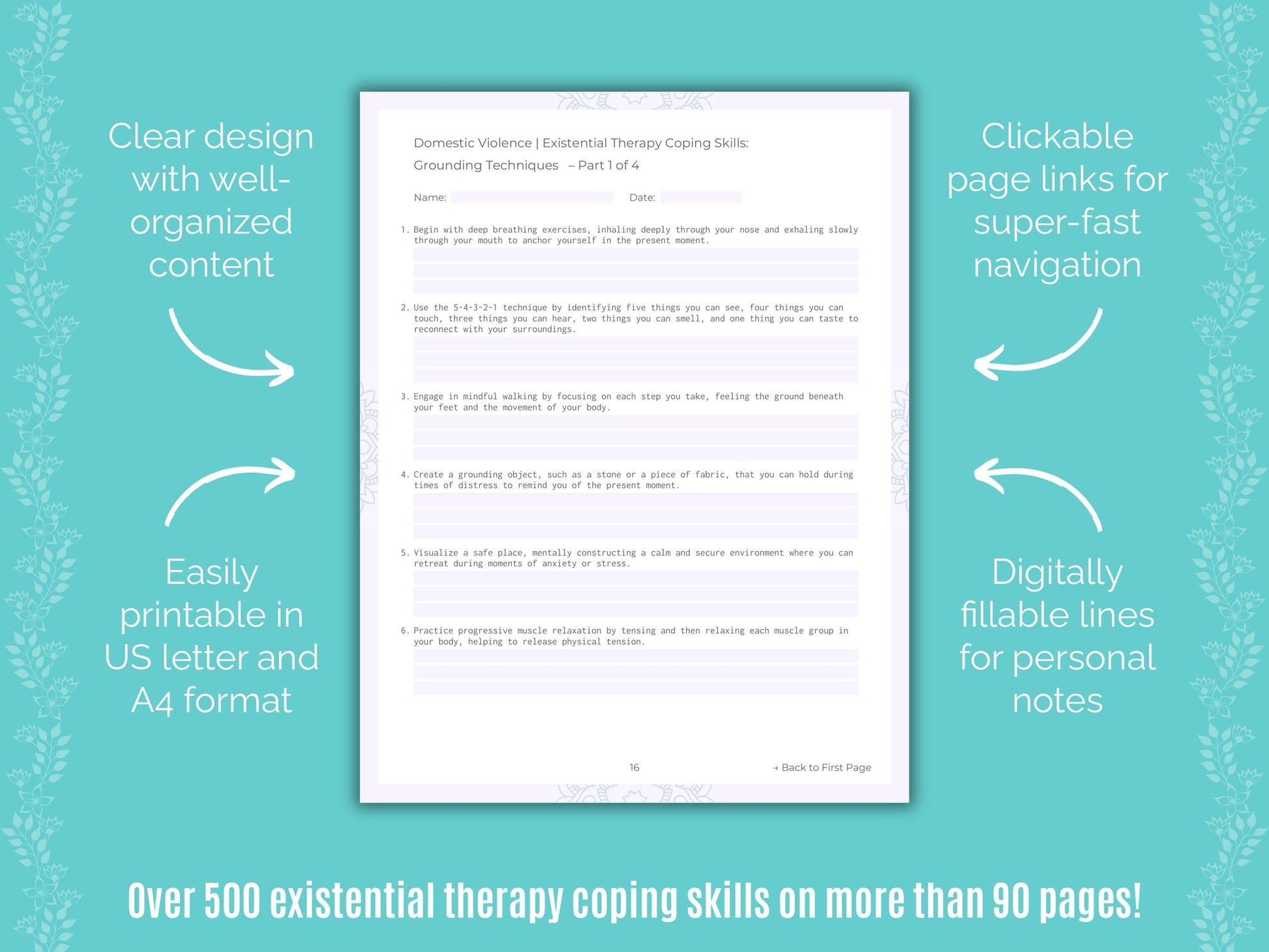 Domestic Violence Existential Therapy Counseling Templates