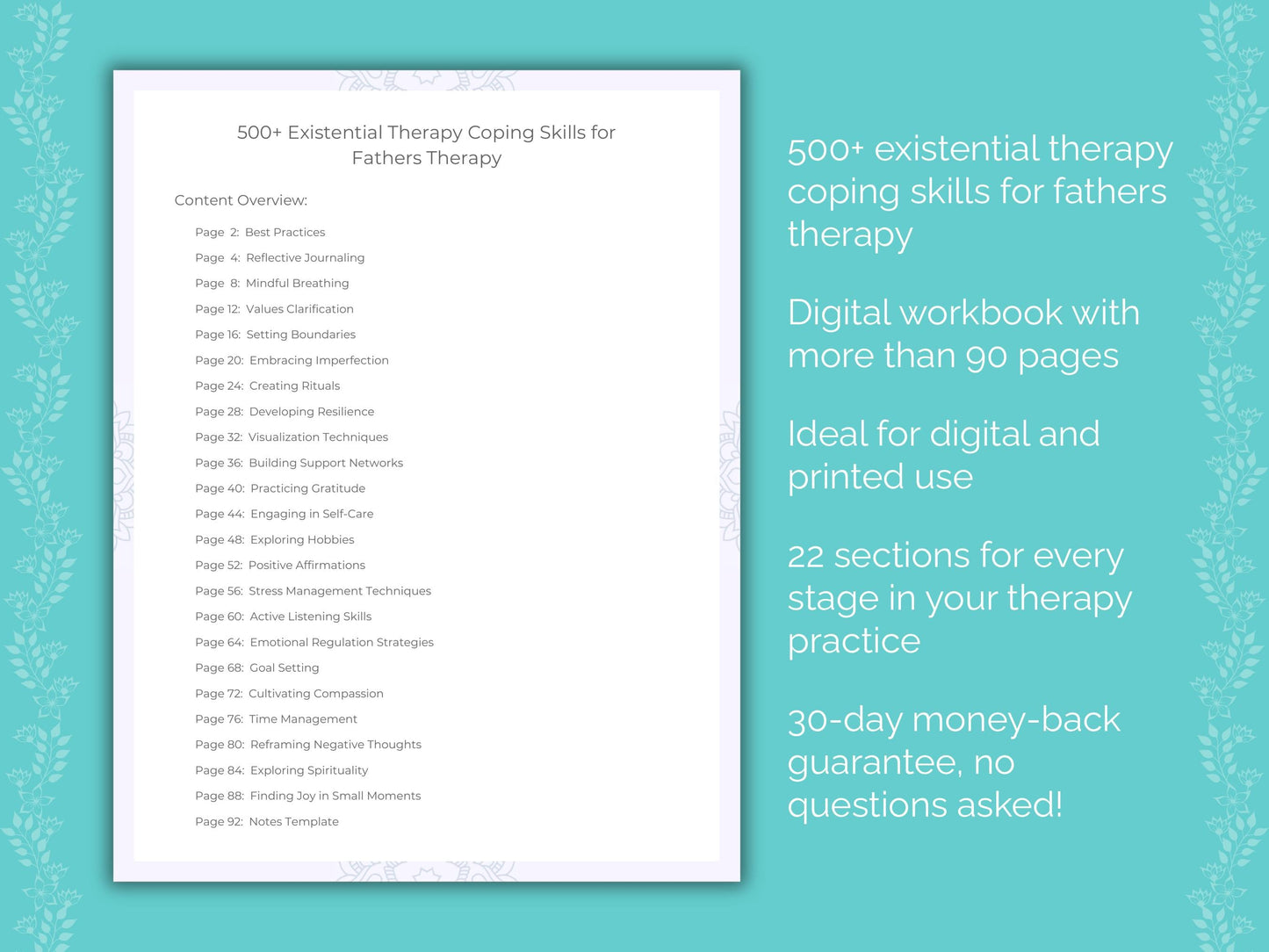 Fathers Existential Therapy Therapist Worksheets