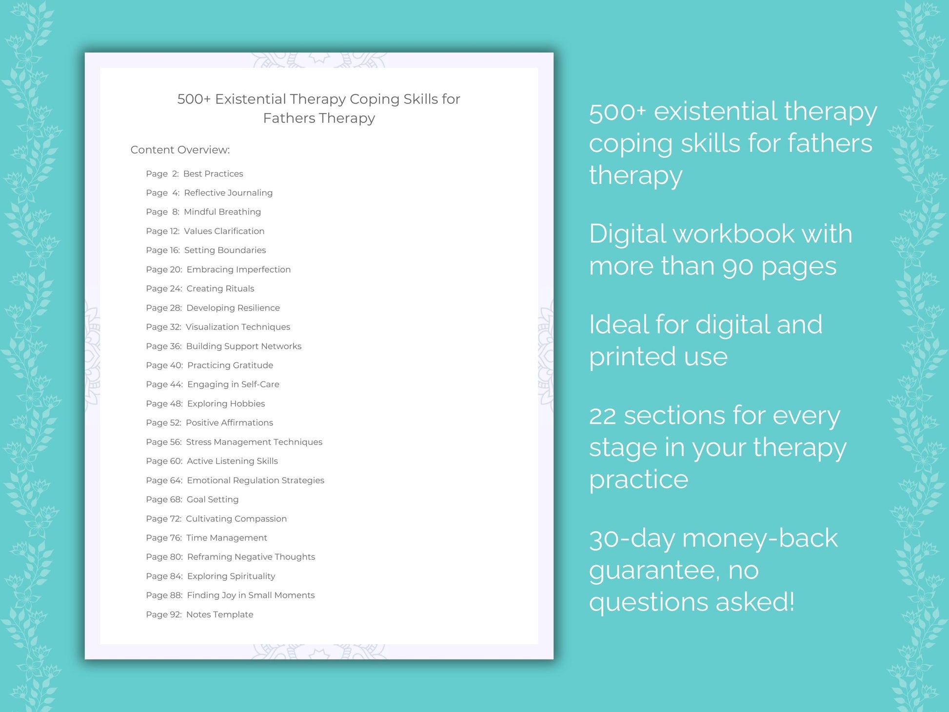 Fathers Existential Therapy Therapist Worksheets