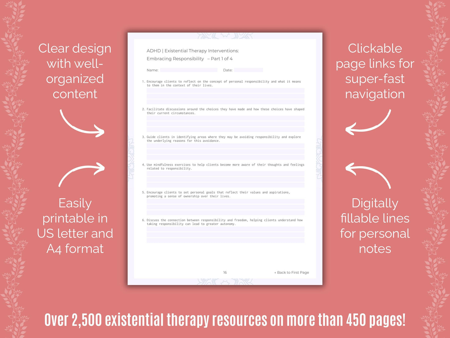 ADHD Existential Therapy Counseling Templates