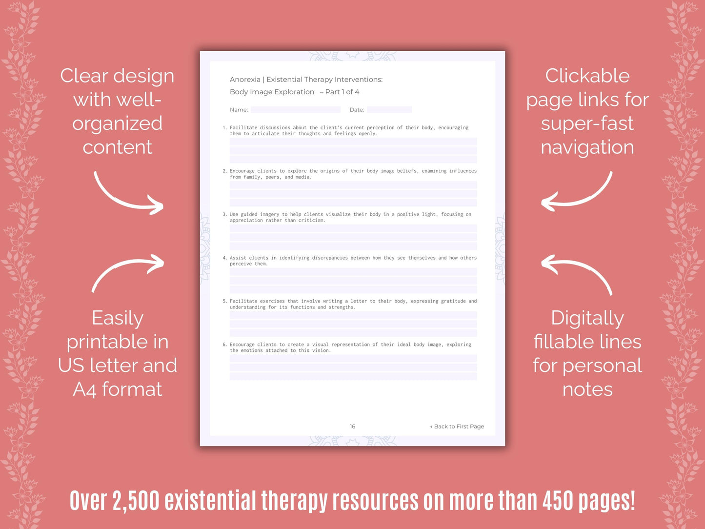 Anorexia Existential Therapy Counseling Templates