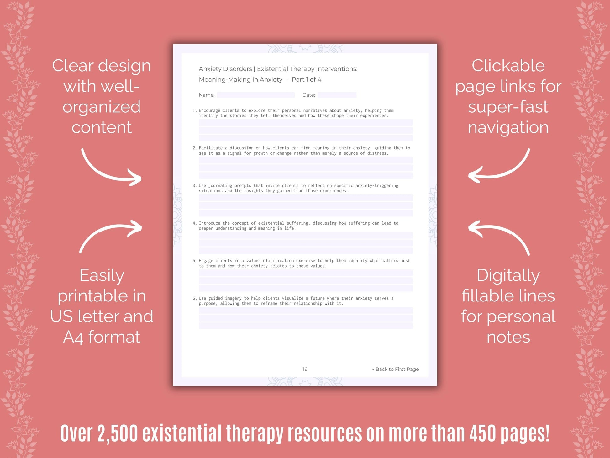 Anxiety Disorders Existential Therapy Counseling Templates