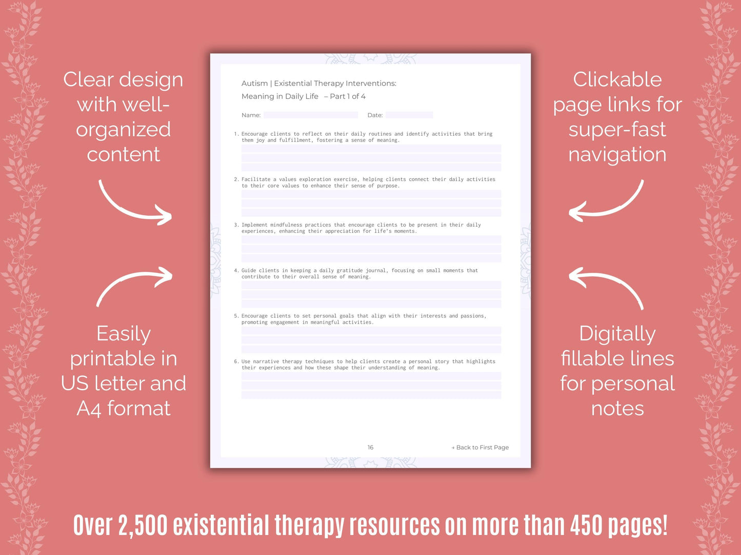 Autism Spectrum Disorder Existential Therapy Counseling Templates