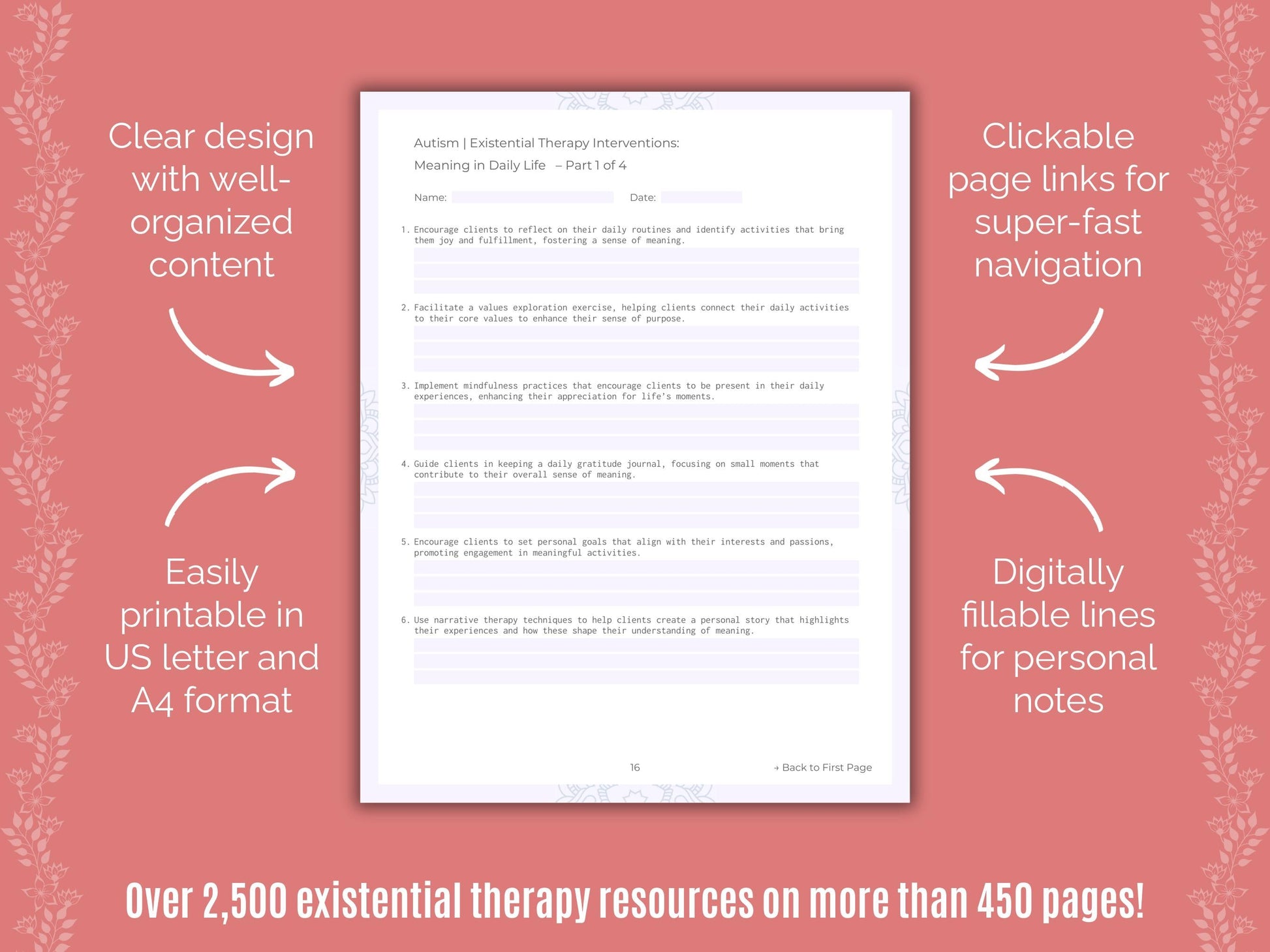 Autism Spectrum Disorder Existential Therapy Counseling Templates