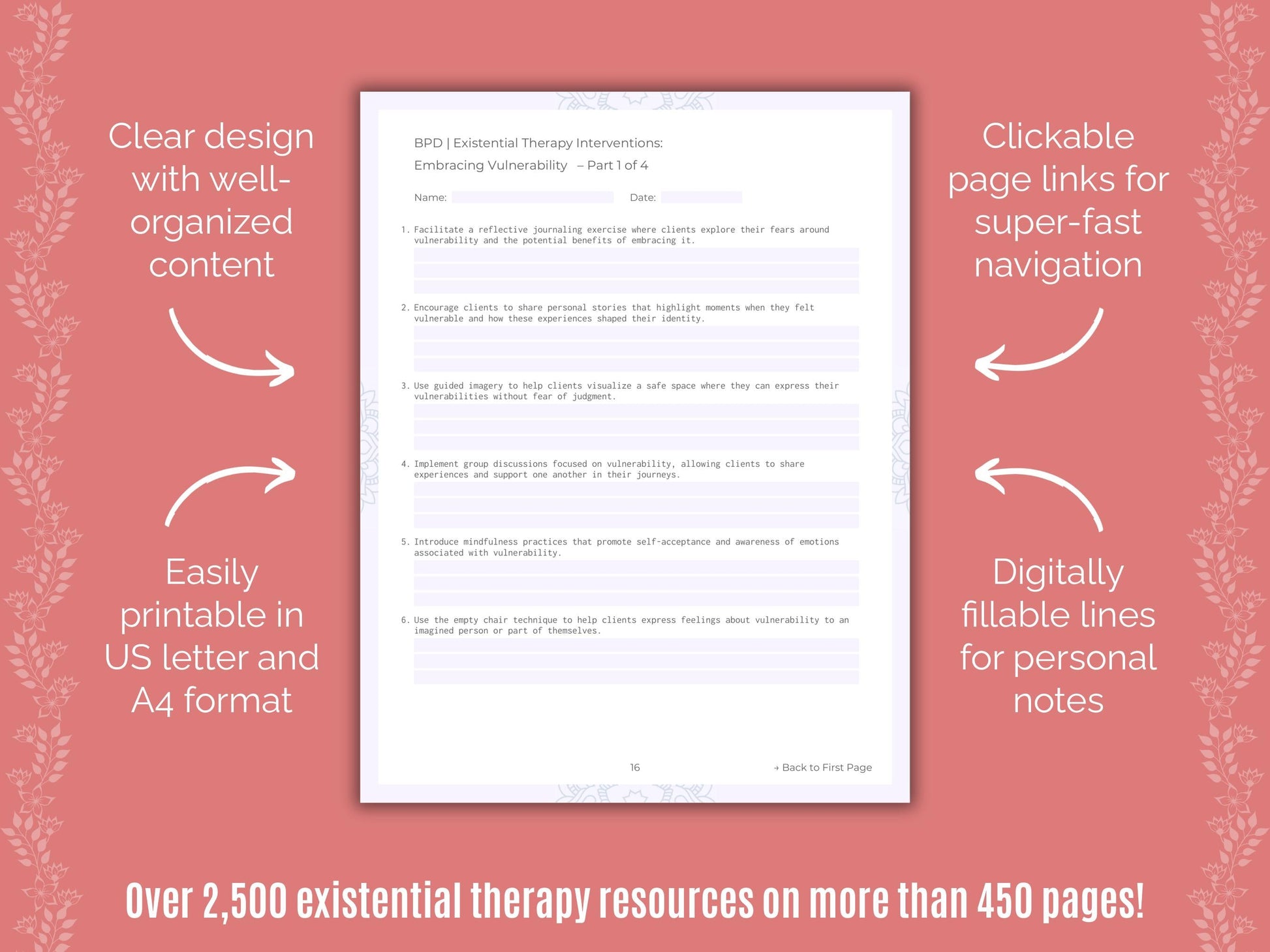 Borderline Personality Disorder (BPD) Existential Therapy Counseling Templates