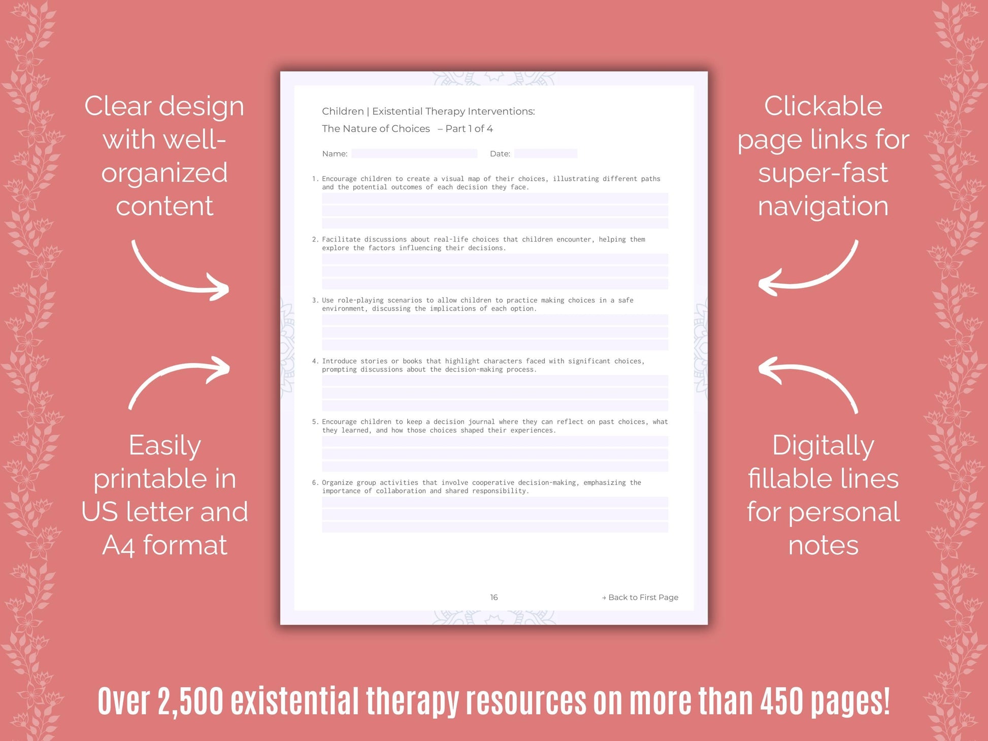 Children Existential Therapy Counseling Templates