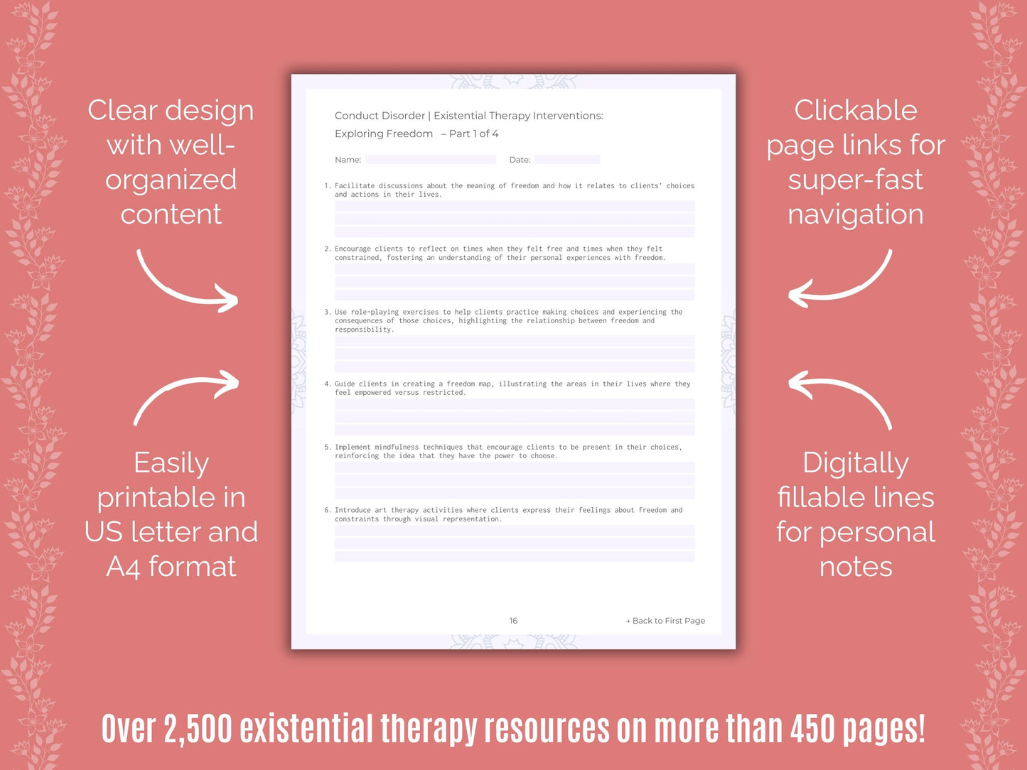 Conduct Disorder Existential Therapy Counseling Templates