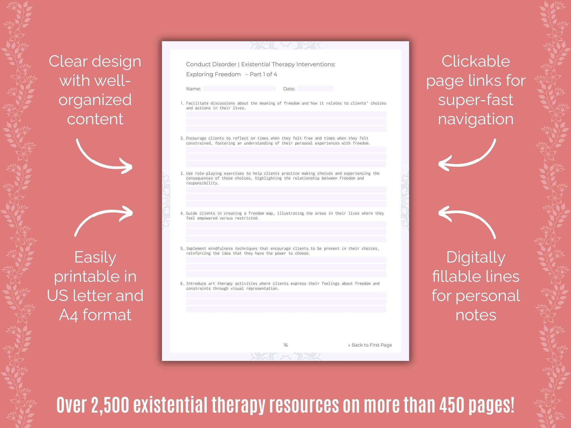 Conduct Disorder Existential Therapy Counseling Templates