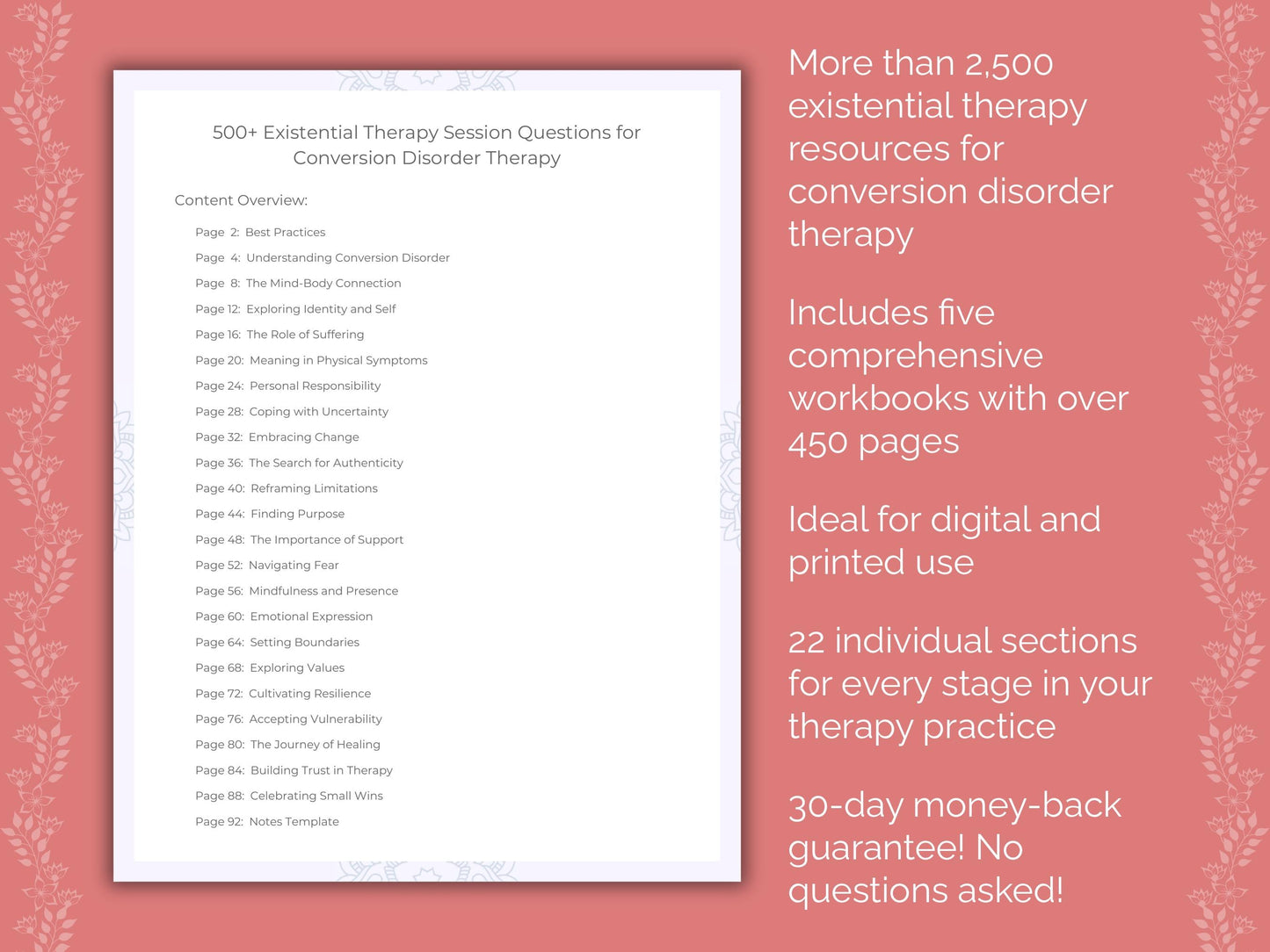 Conversion Disorder Existential Therapy Therapist Worksheets