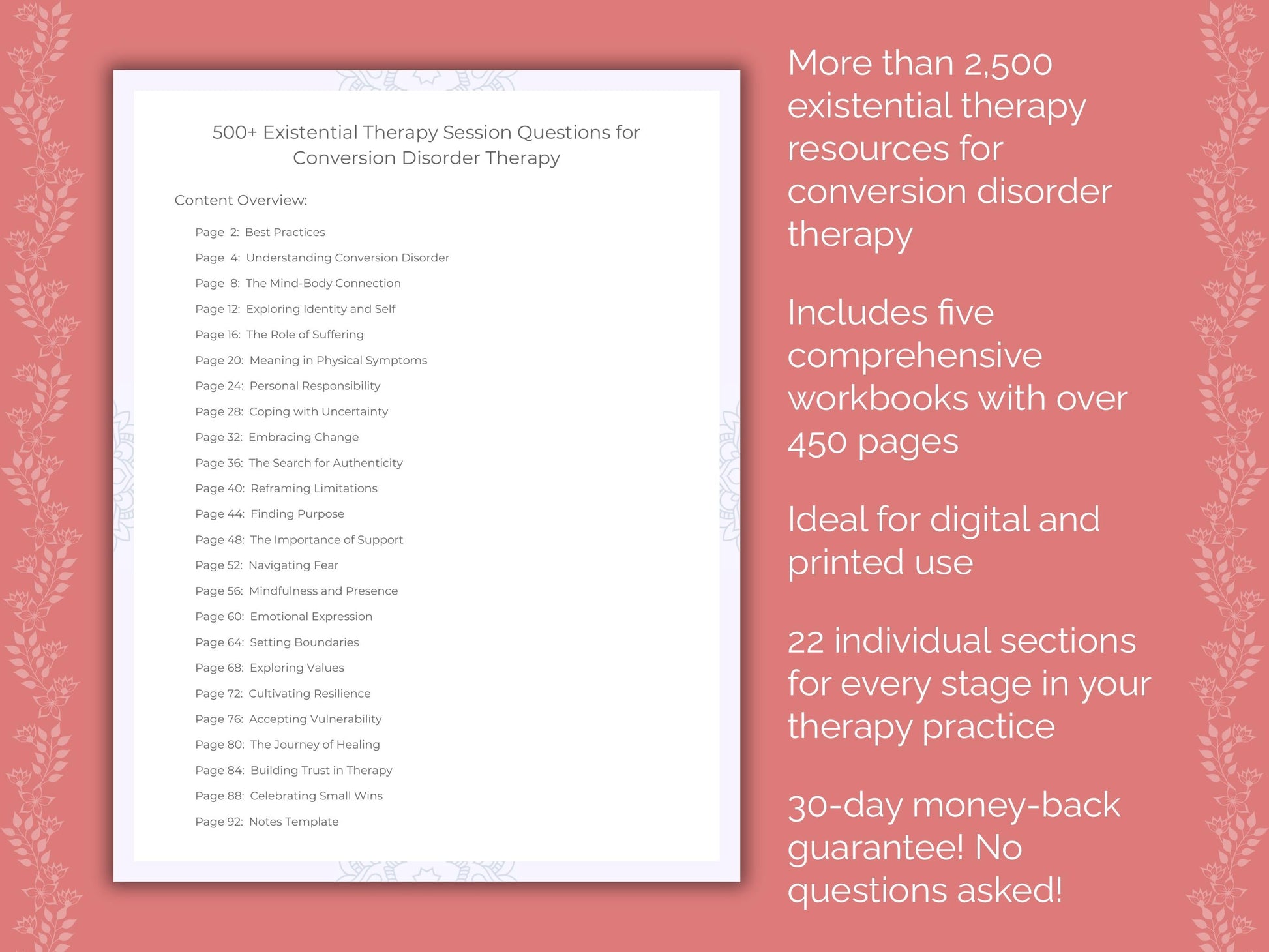 Conversion Disorder Existential Therapy Therapist Worksheets
