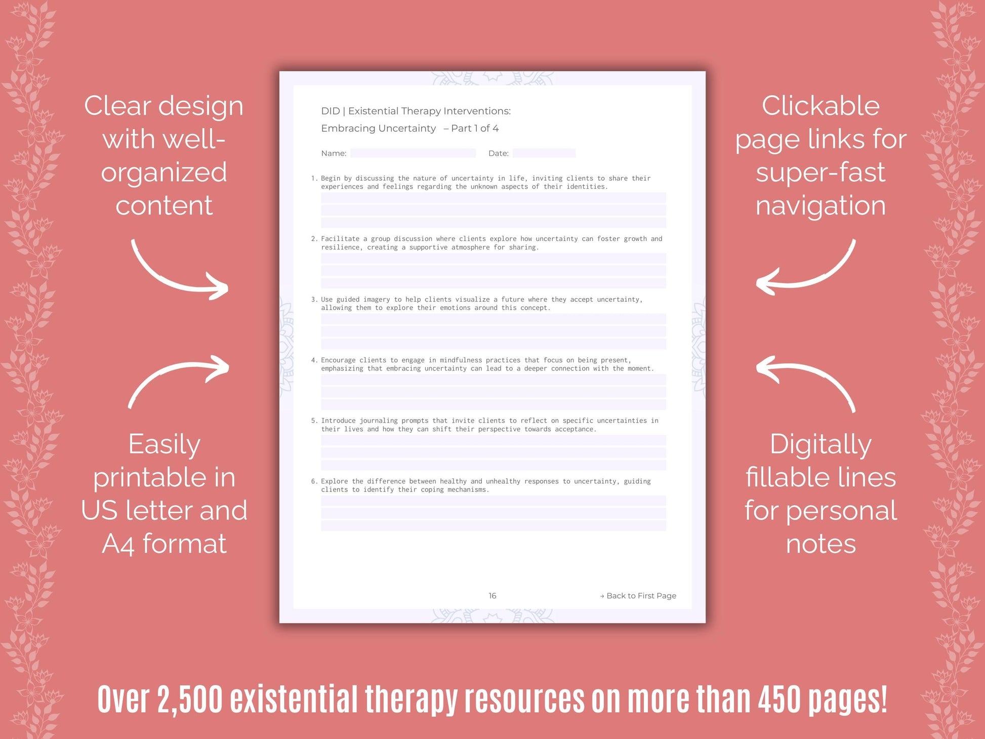 Dissociative Identity Disorder (DID) Existential Therapy Counseling Templates