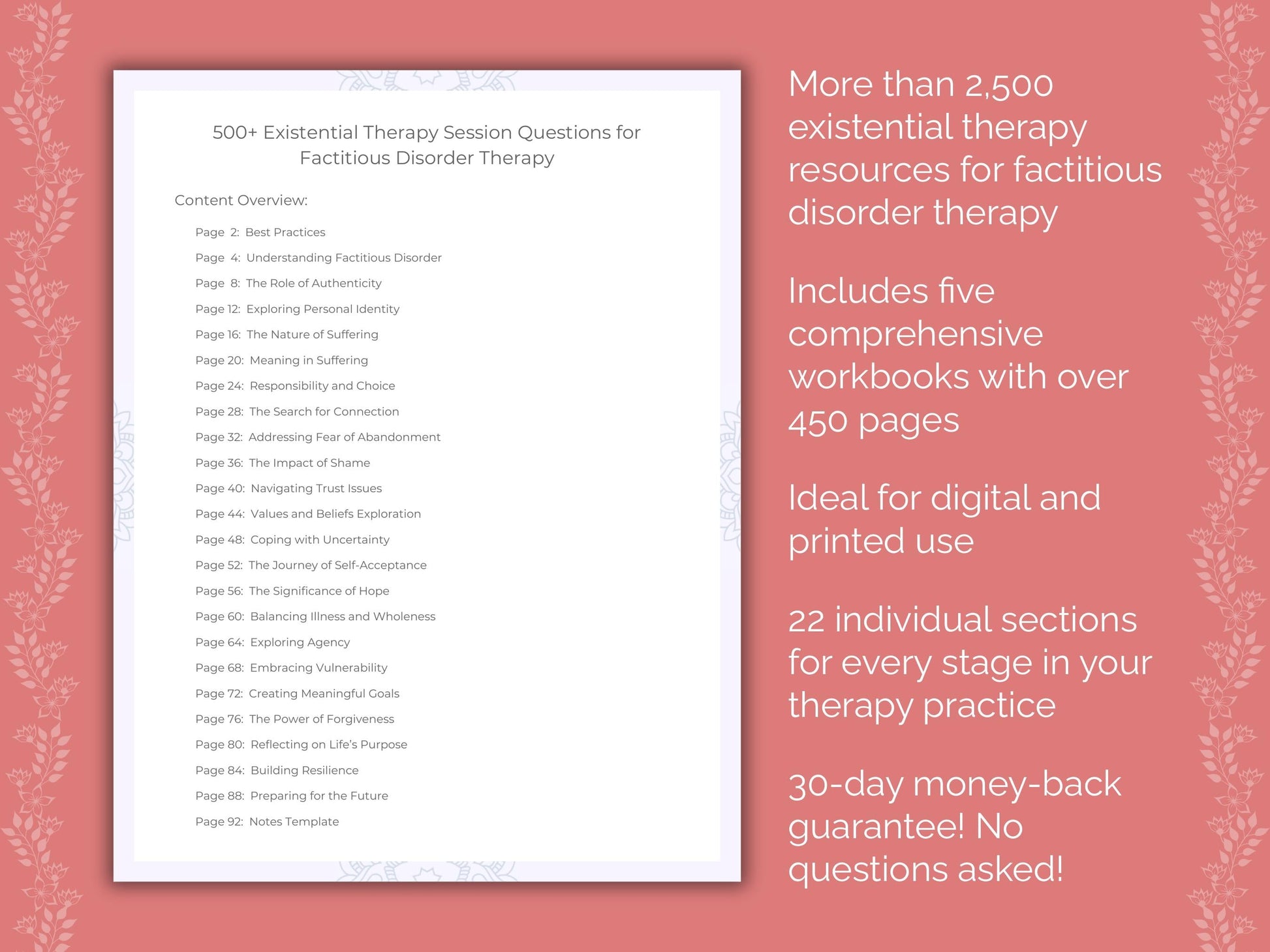 Factitious Disorder Existential Therapy Therapist Worksheets