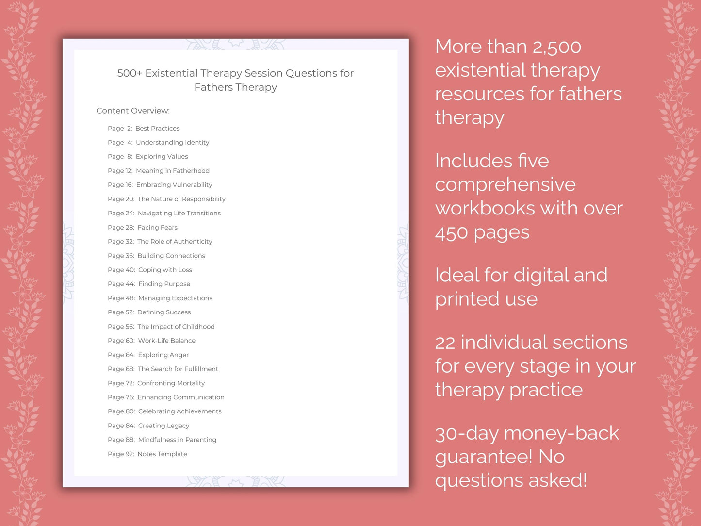 Fathers Existential Therapy Therapist Worksheets