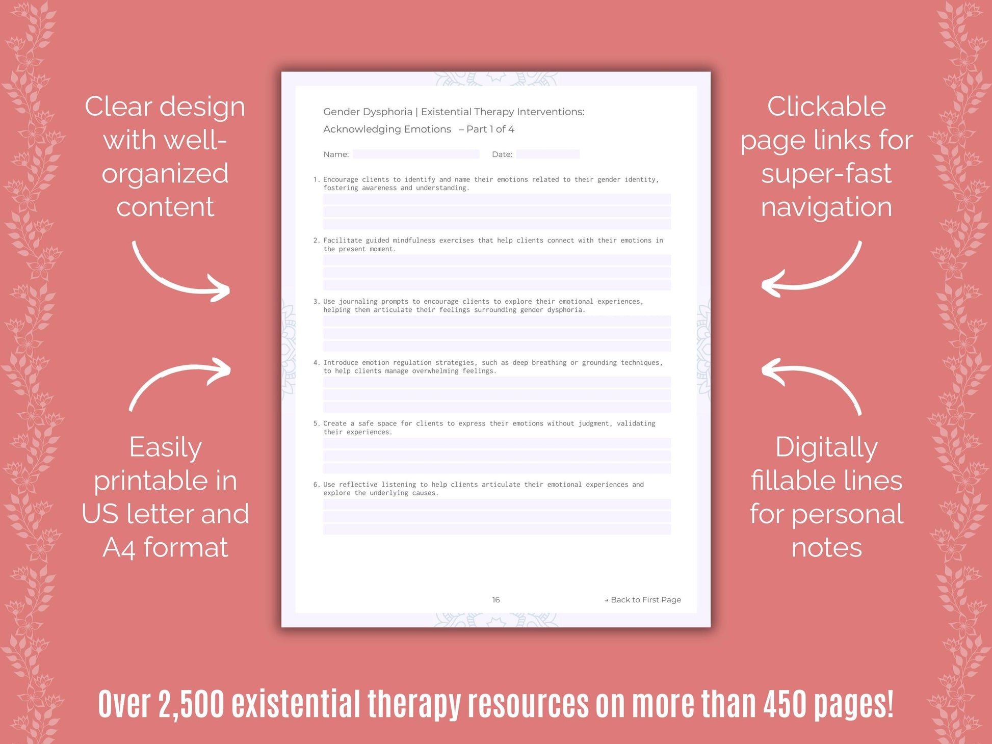 Gender Dysphoria Existential Therapy Counseling Templates