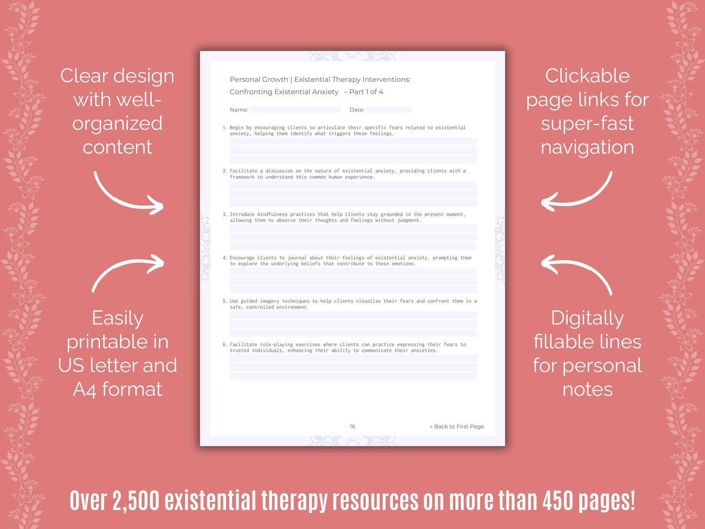 Personal Growth Existential Therapy Counseling Templates