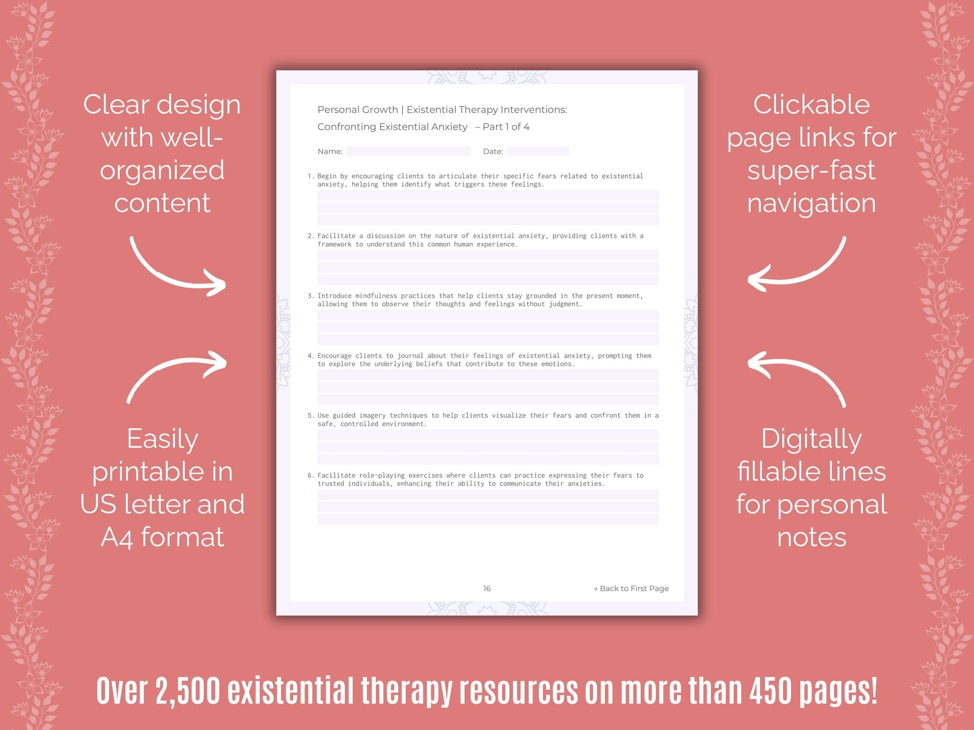 Personal Growth Existential Therapy Counseling Templates