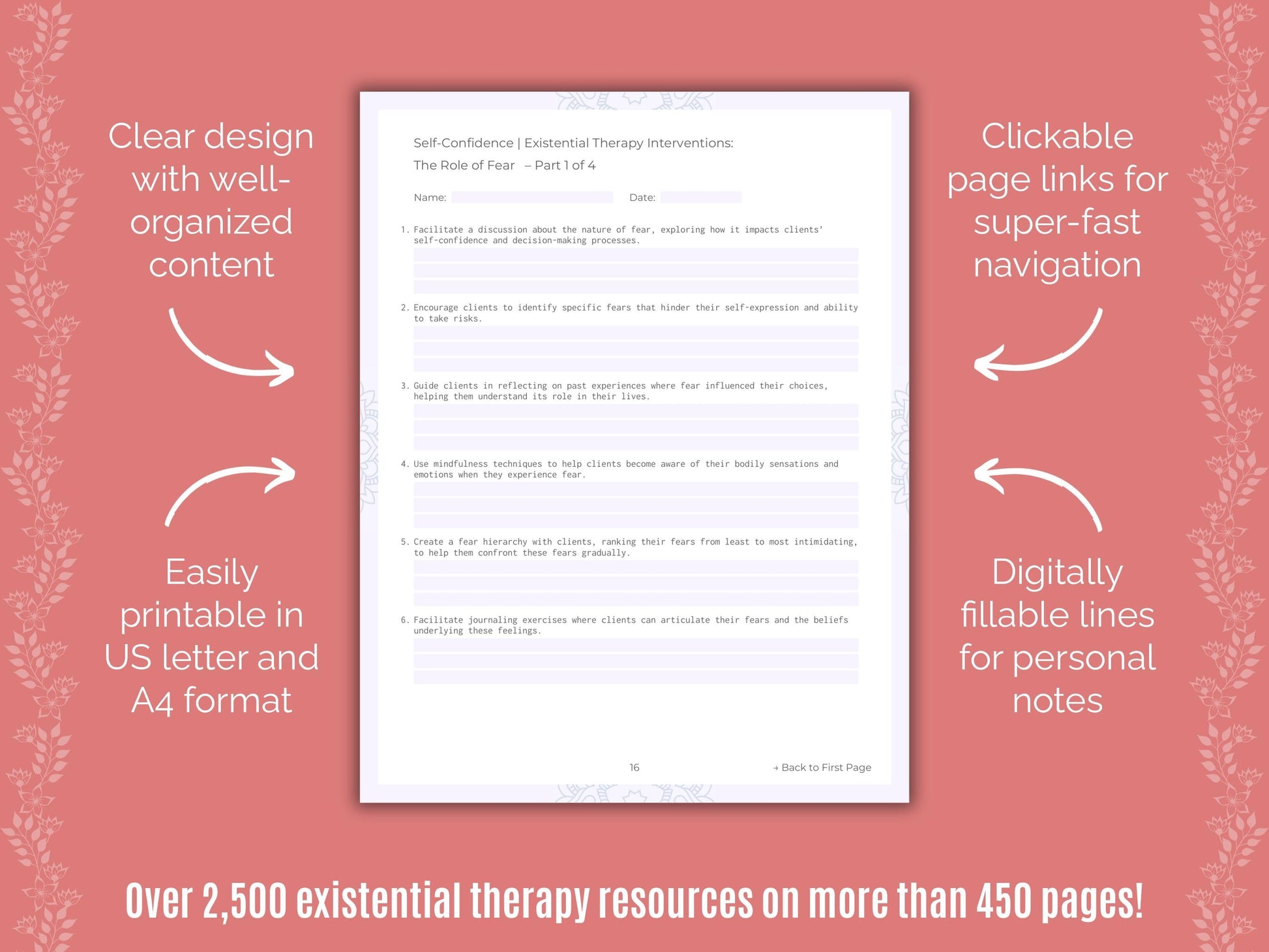 Self-Confidence Existential Therapy Counseling Templates