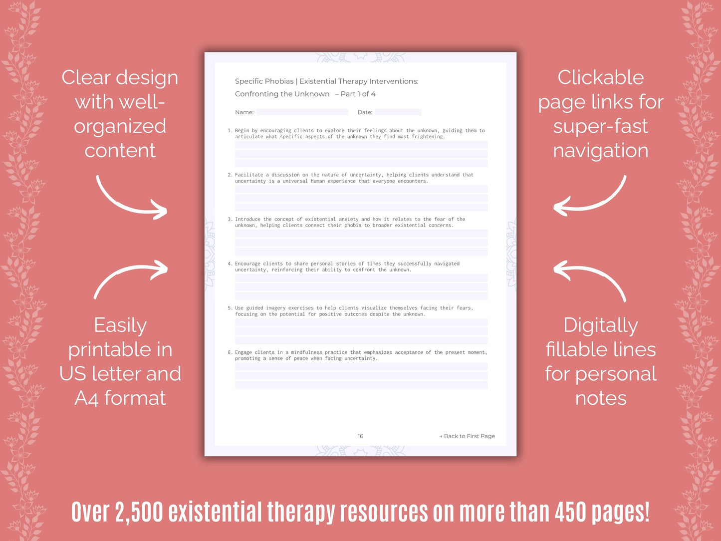 Specific Phobias Existential Therapy Counseling Templates