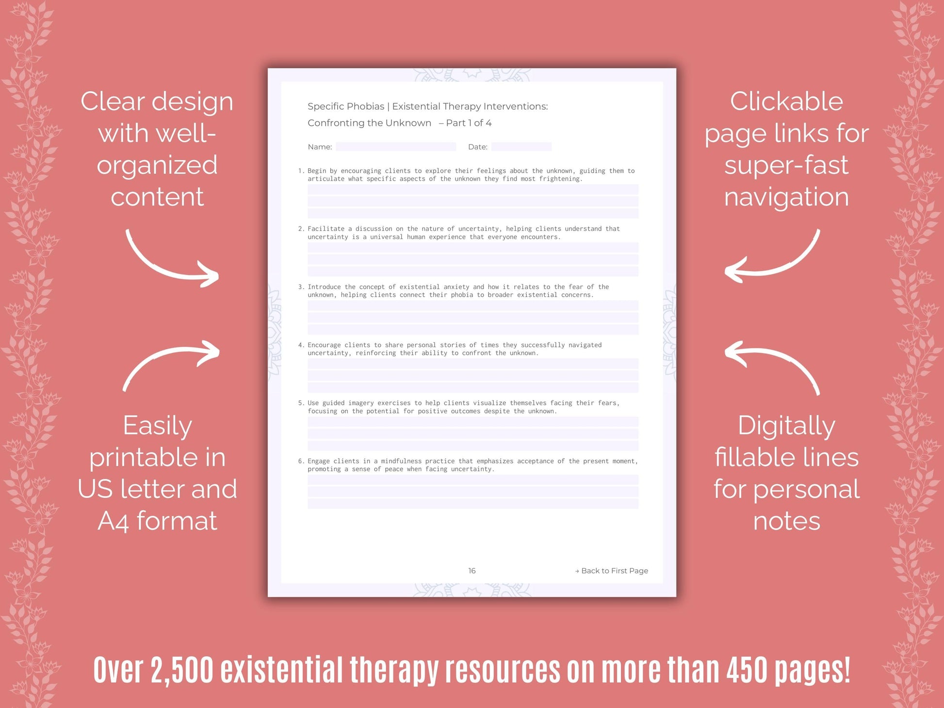 Specific Phobias Existential Therapy Counseling Templates