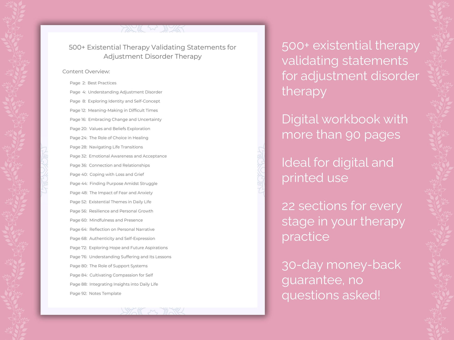 Adjustment Disorder Existential Therapy Therapist Worksheets