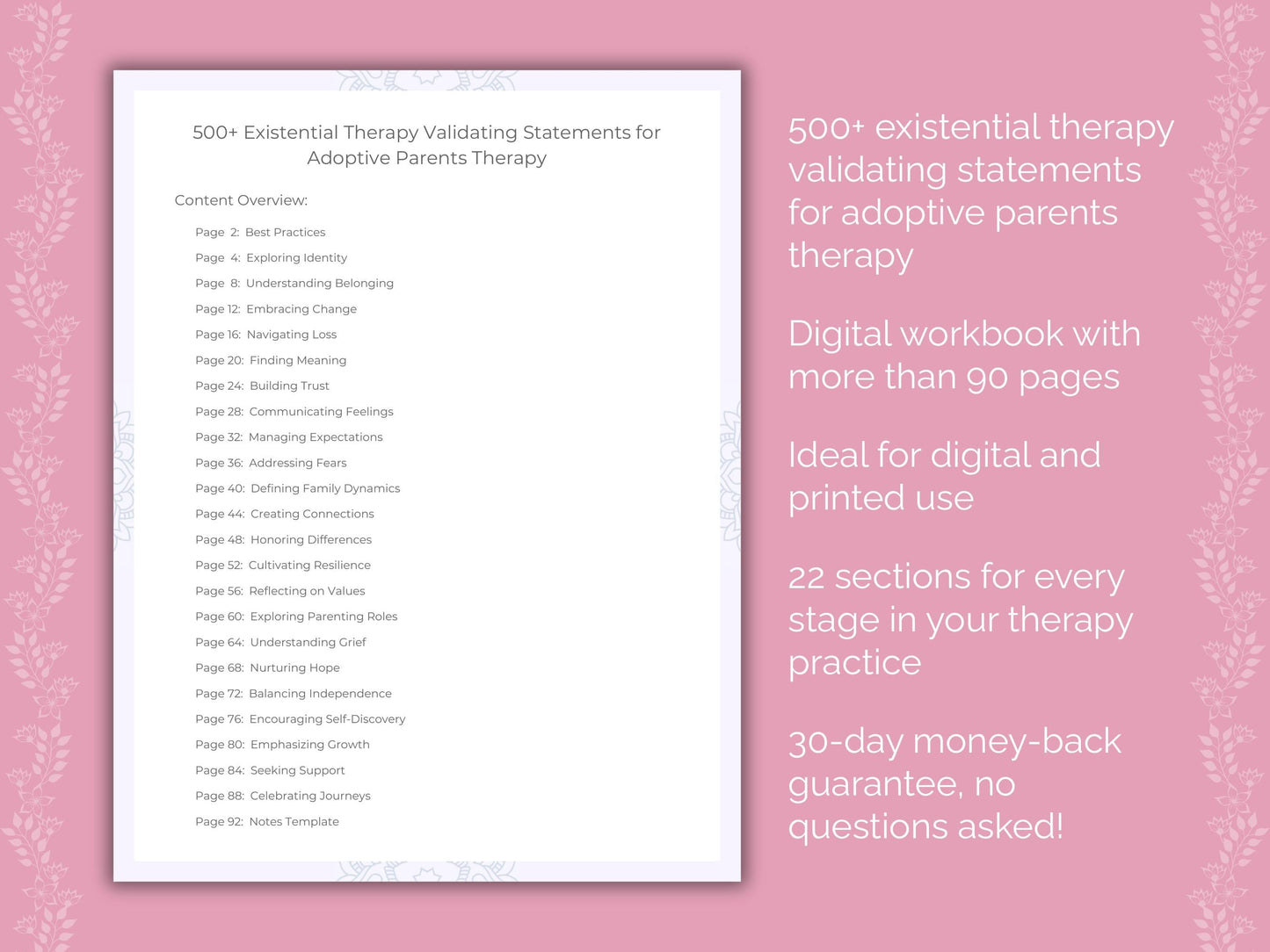 Adoptive Parents Existential Therapy Therapist Worksheets