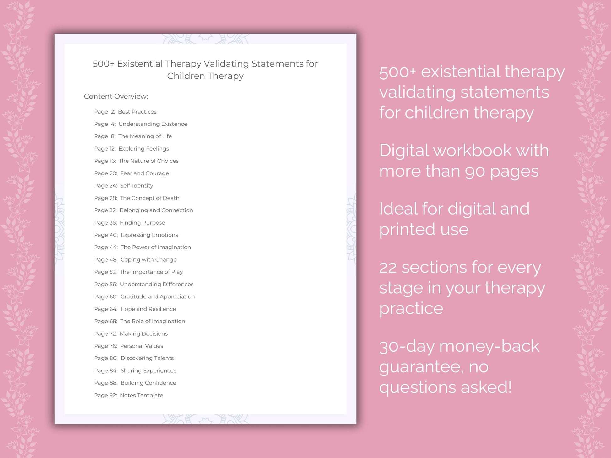Children Existential Therapy Therapist Worksheets