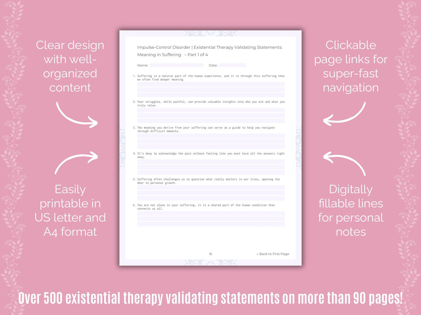 Impulse-Control Disorder (ICD) Existential Therapy Counseling Templates