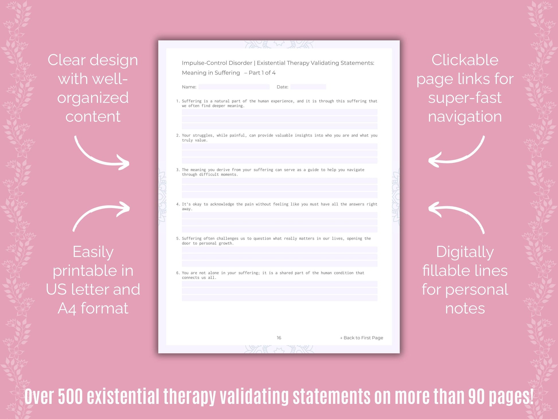 Impulse-Control Disorder (ICD) Existential Therapy Counseling Templates