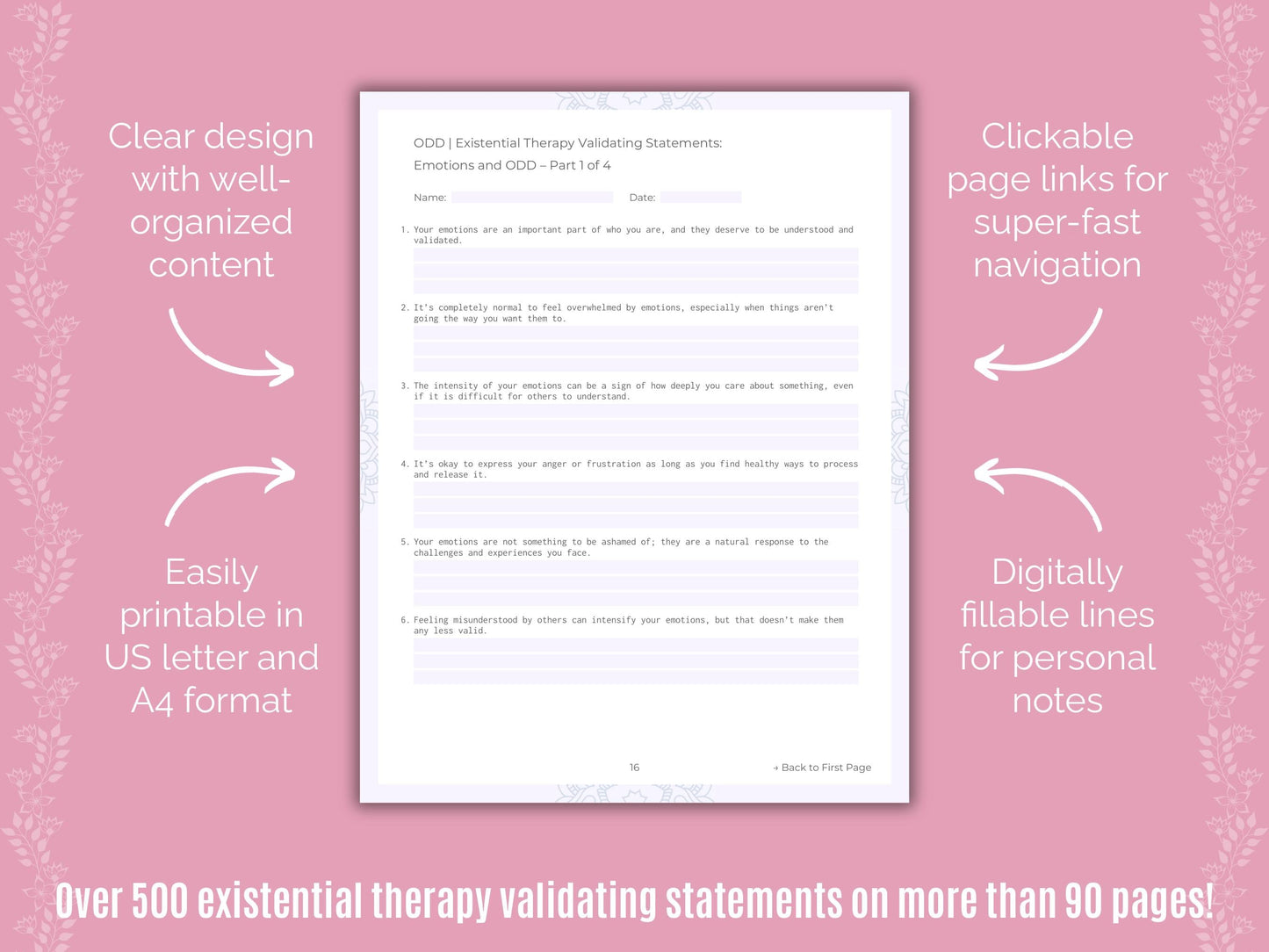 Oppositional Defiant Disorder (ODD) Existential Therapy Counseling Templates