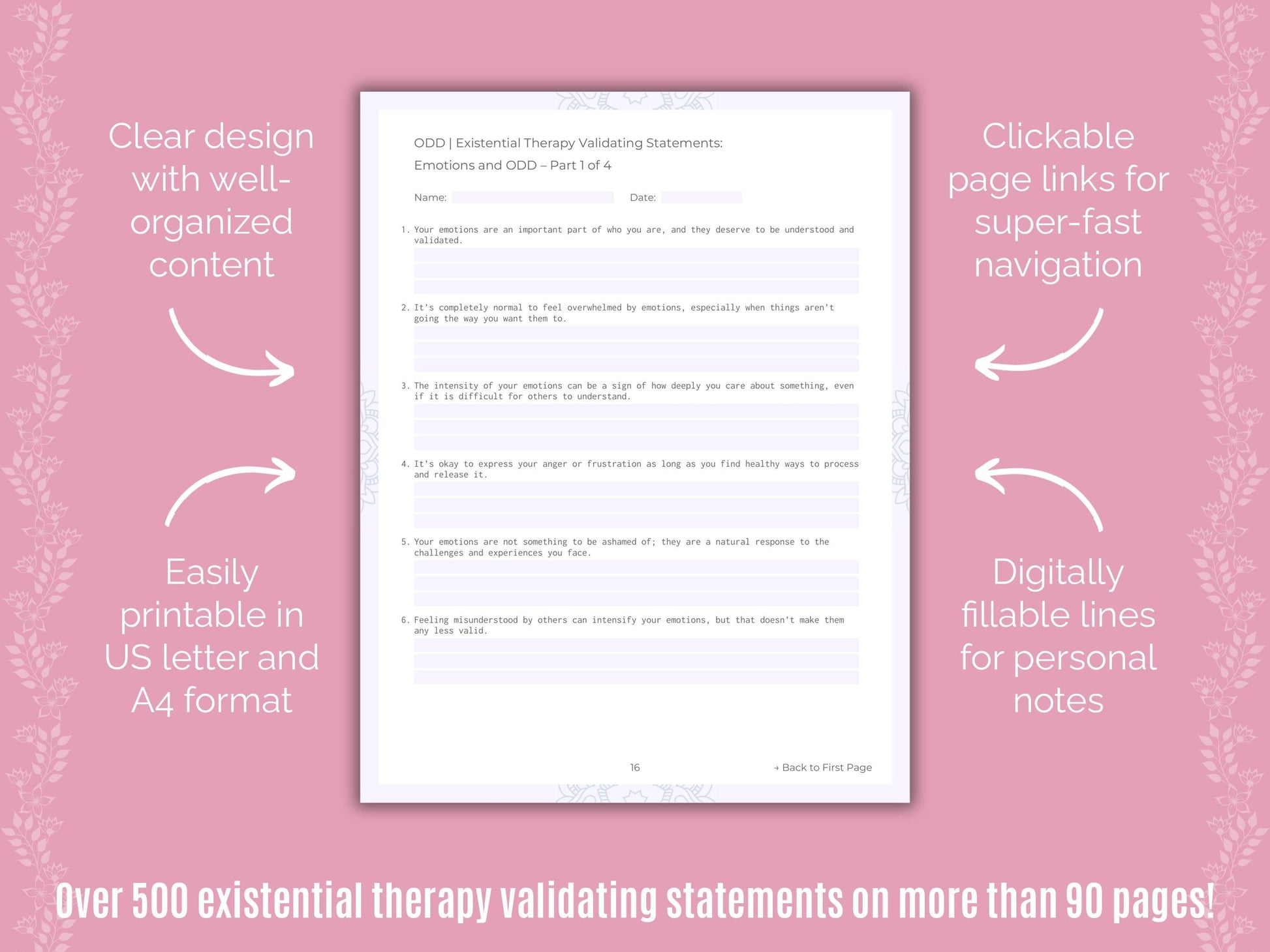 Oppositional Defiant Disorder (ODD) Existential Therapy Counseling Templates
