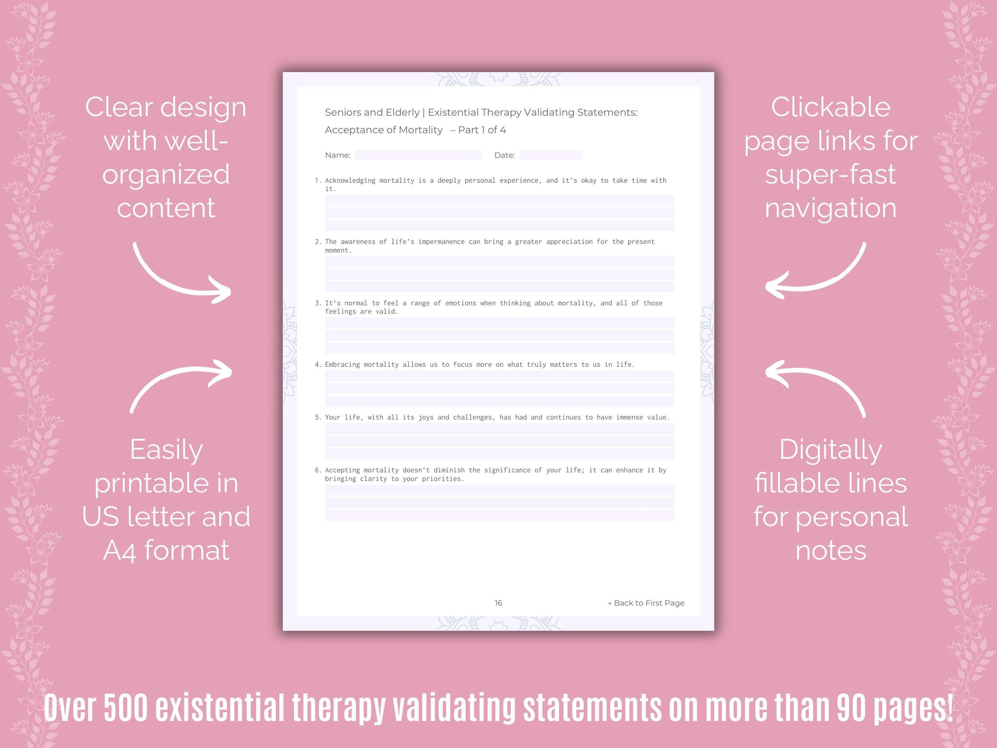 Seniors and Elderly Existential Therapy Counseling Templates