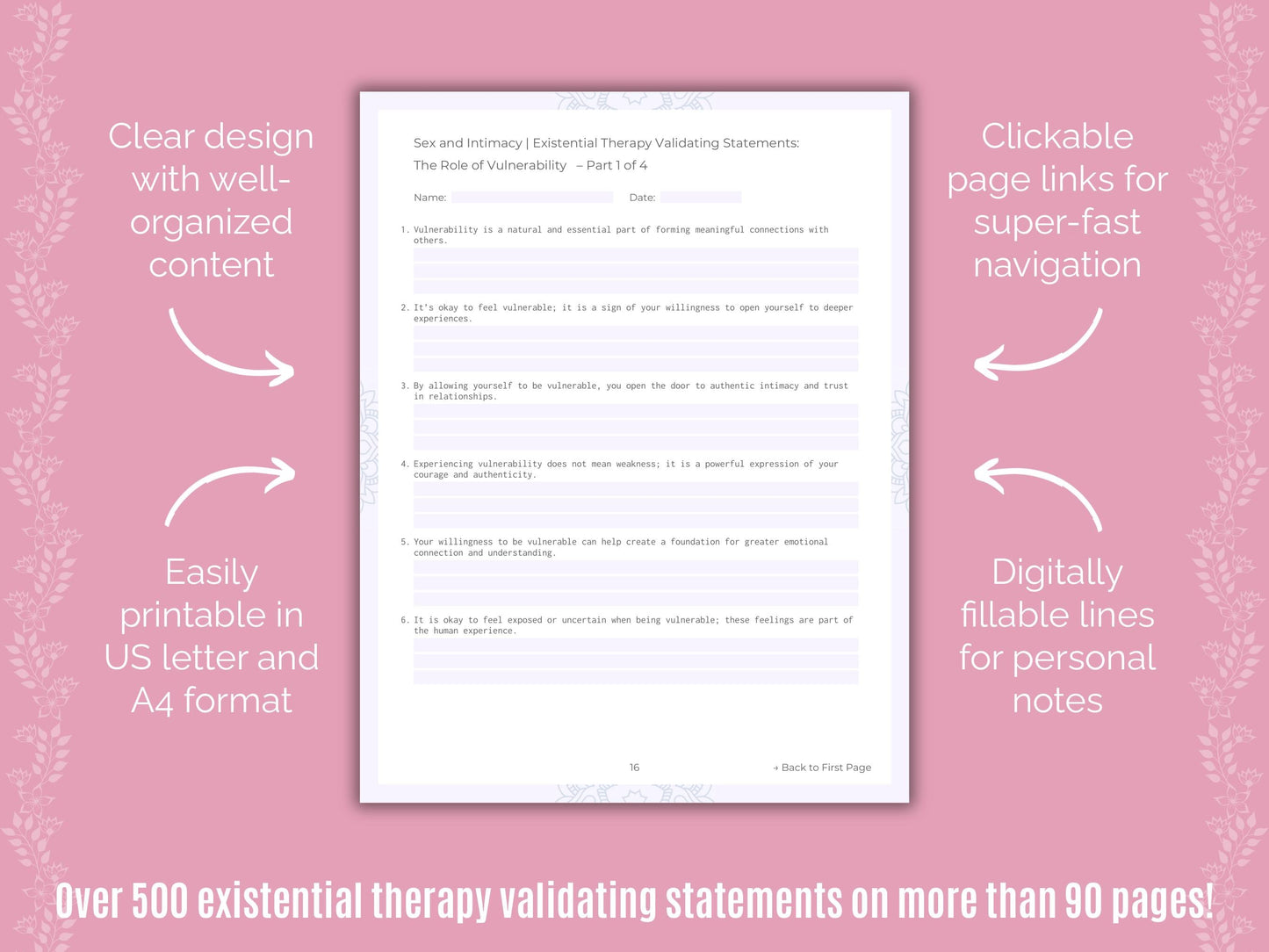 Sex and Intimacy Existential Therapy Counseling Templates