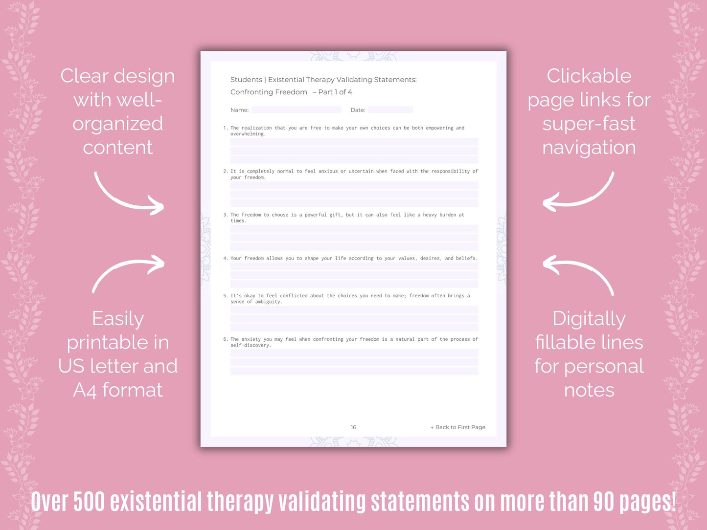 Students Existential Therapy Counseling Templates