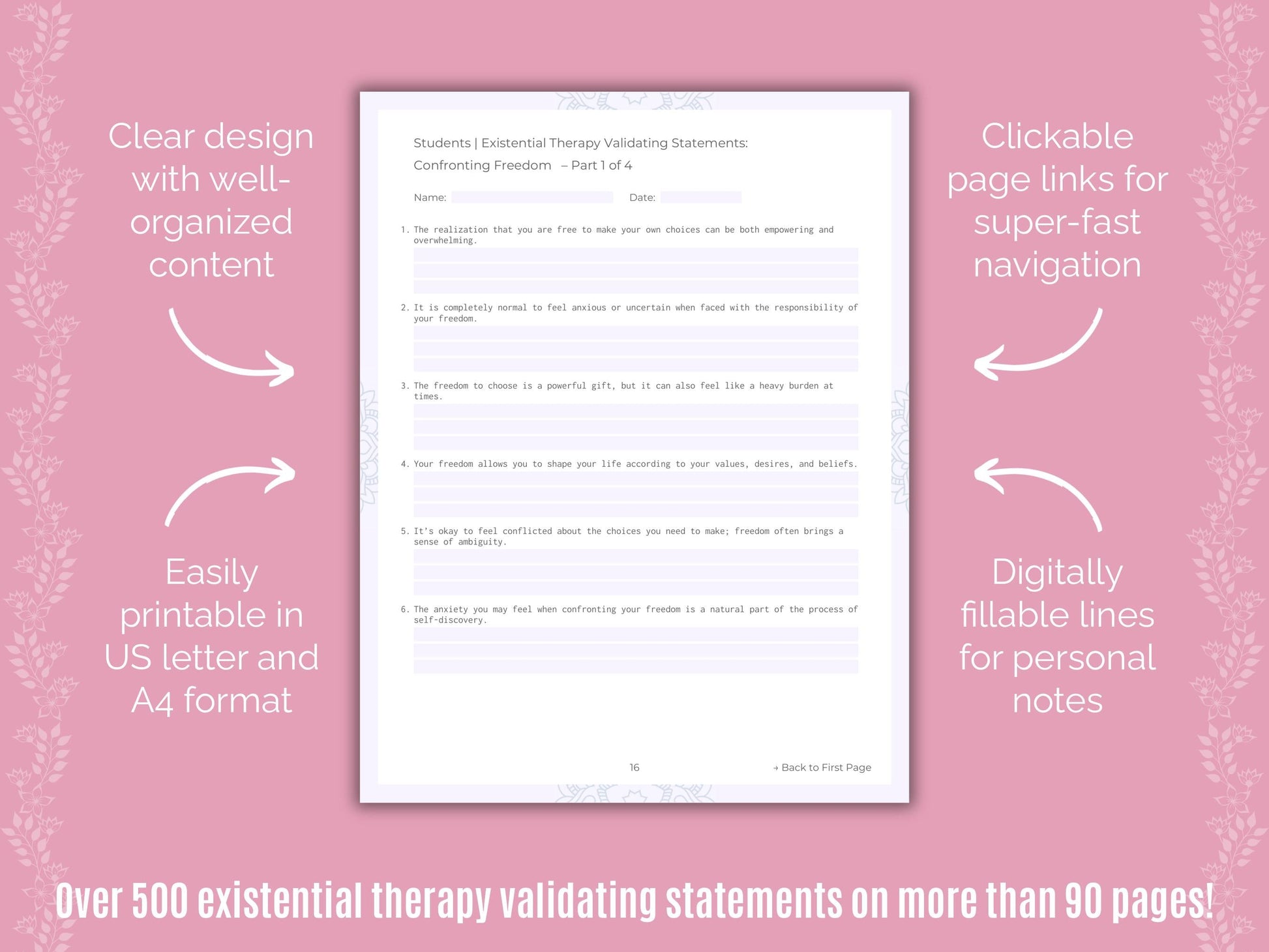 Students Existential Therapy Counseling Templates