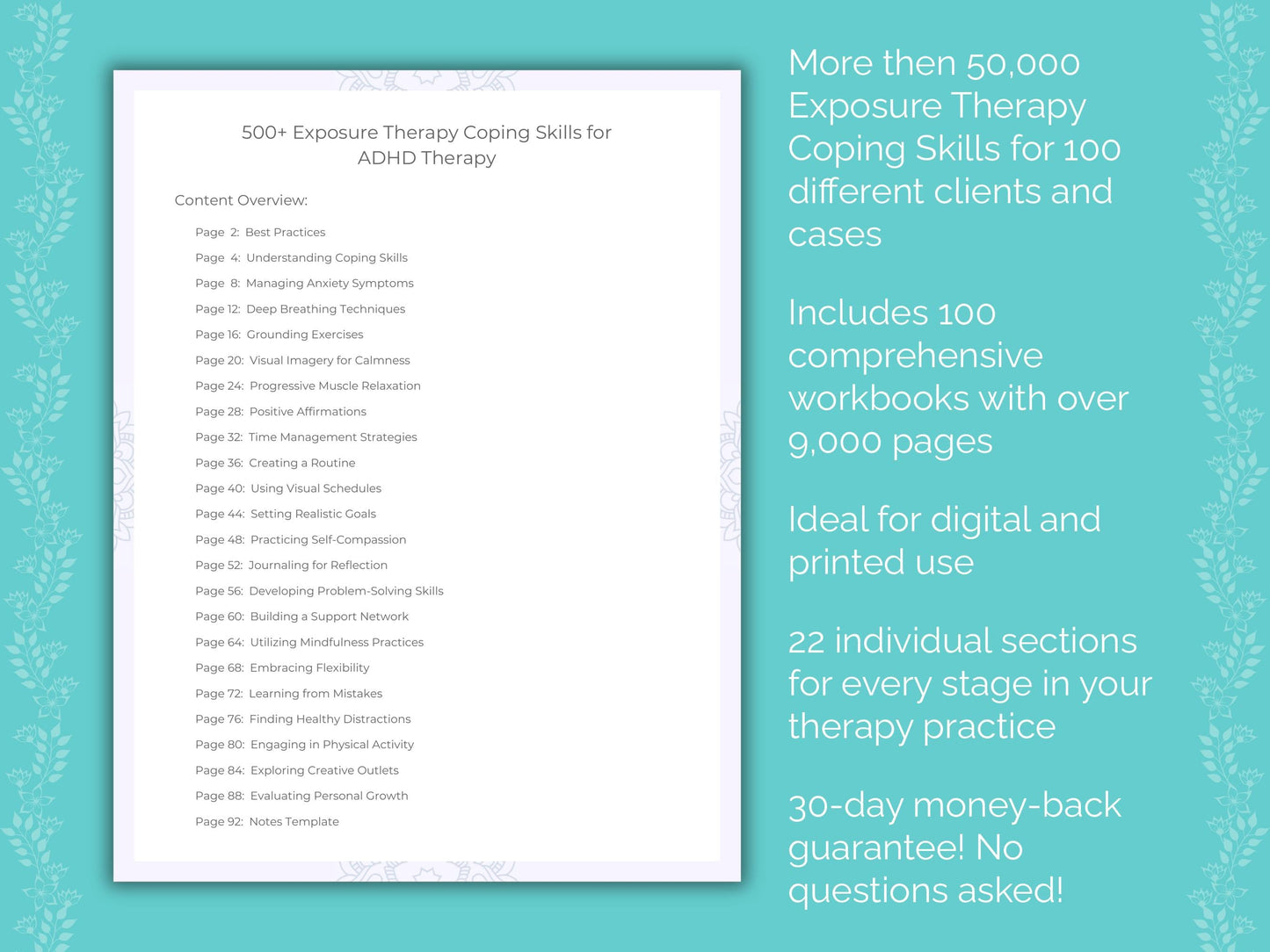 Exposure Therapy Coping Skills Counseling Templates