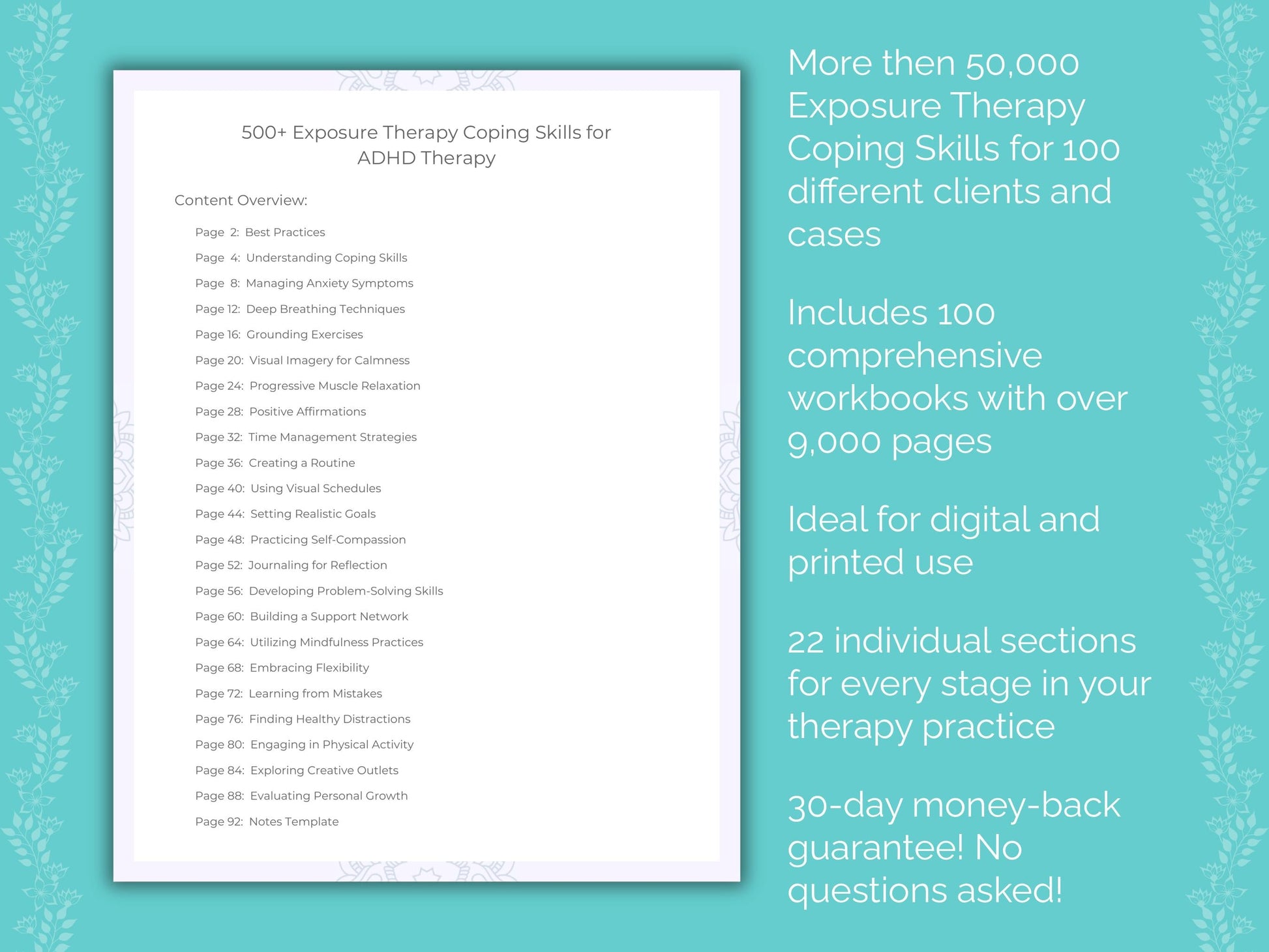 Exposure Therapy Coping Skills Counseling Templates