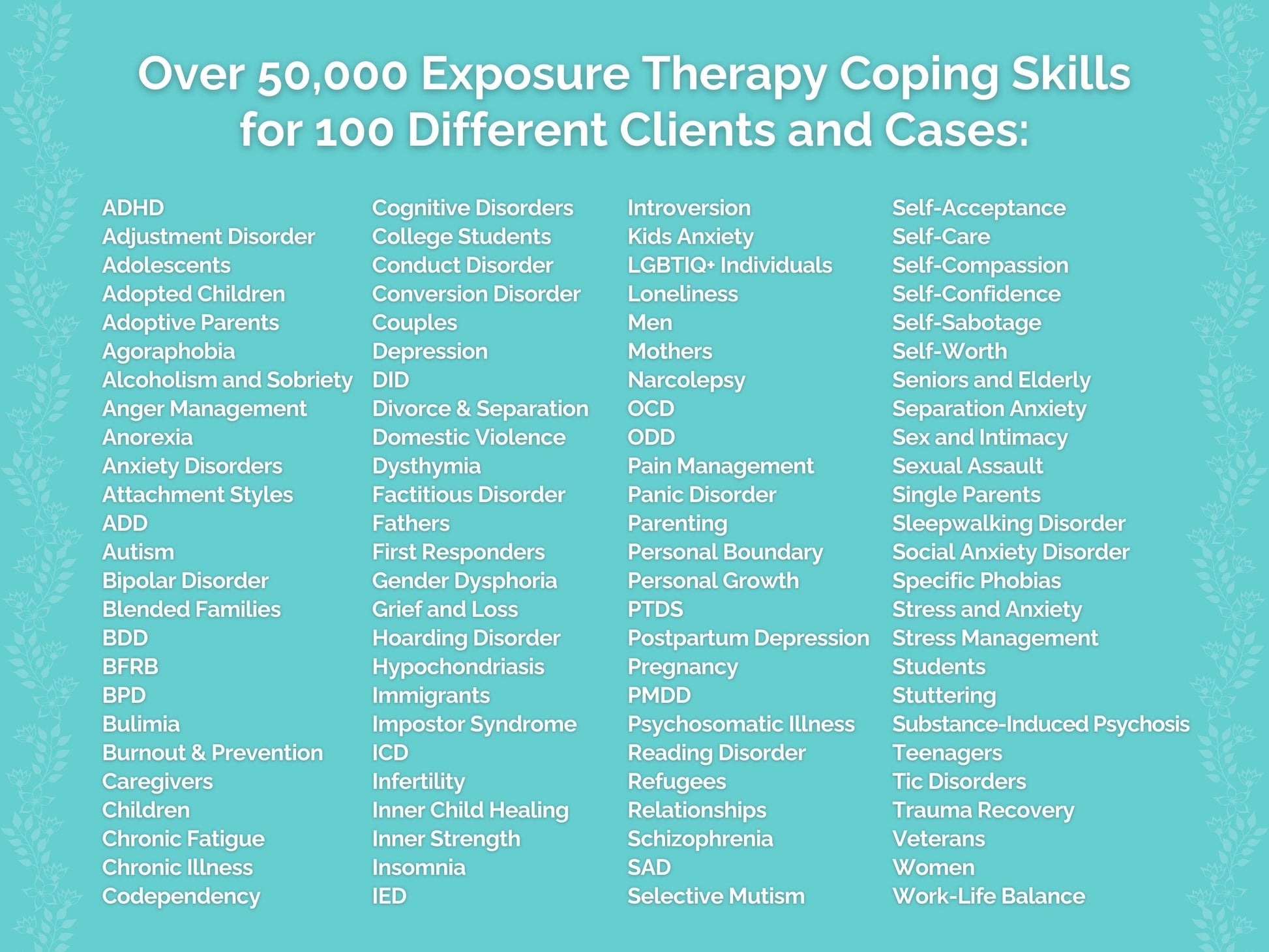 Exposure Therapy Coping Skills Therapist Worksheets