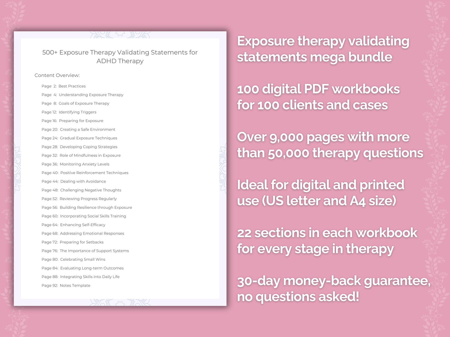Exposure Therapy Validating Statements Counseling Templates