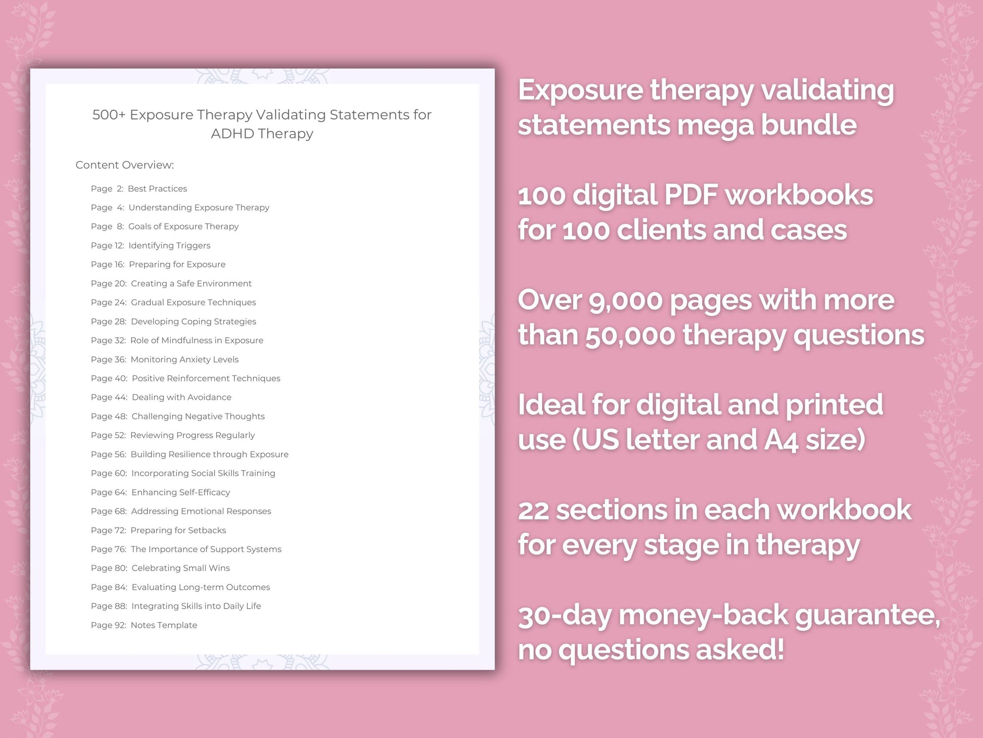 Exposure Therapy Validating Statements Counseling Templates