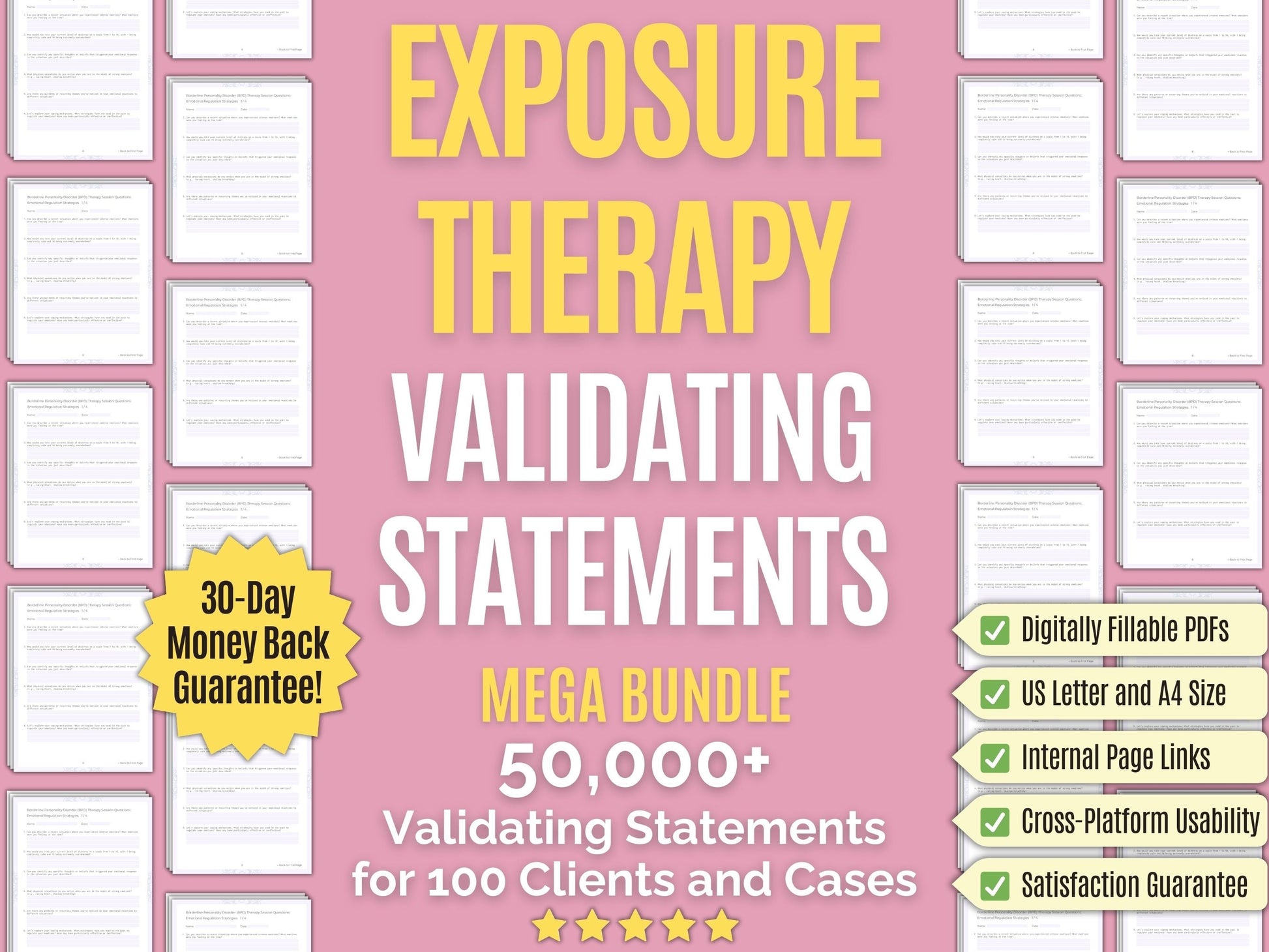 Exposure Therapy Validating Statements Psychology Workbooks