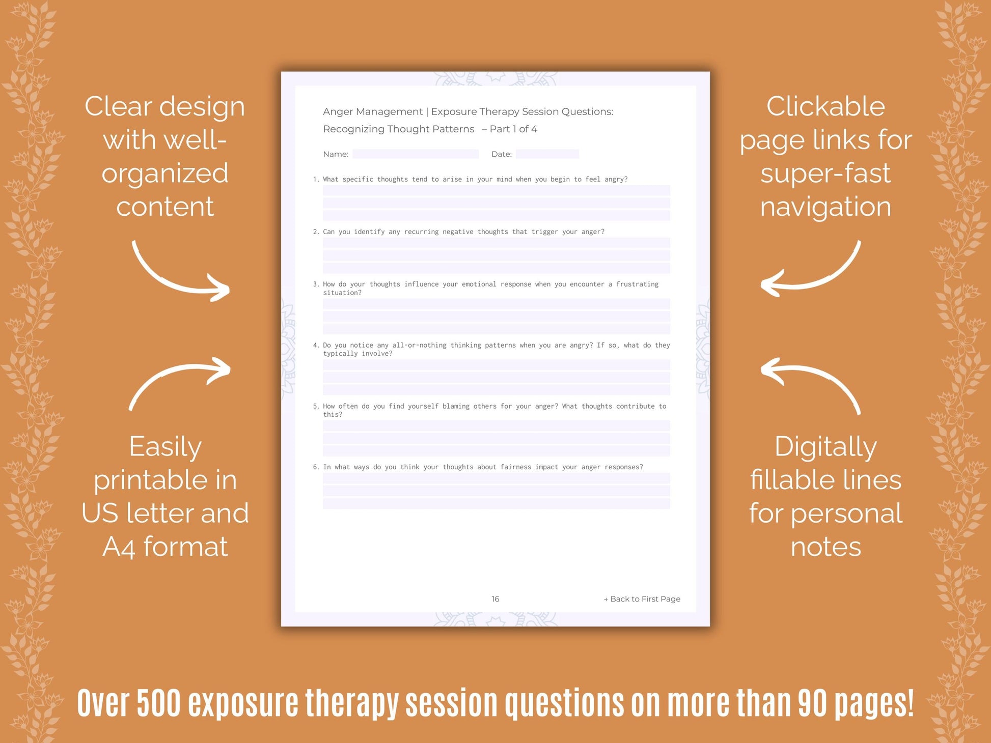 Anger Management Exposure Therapy Counseling Templates