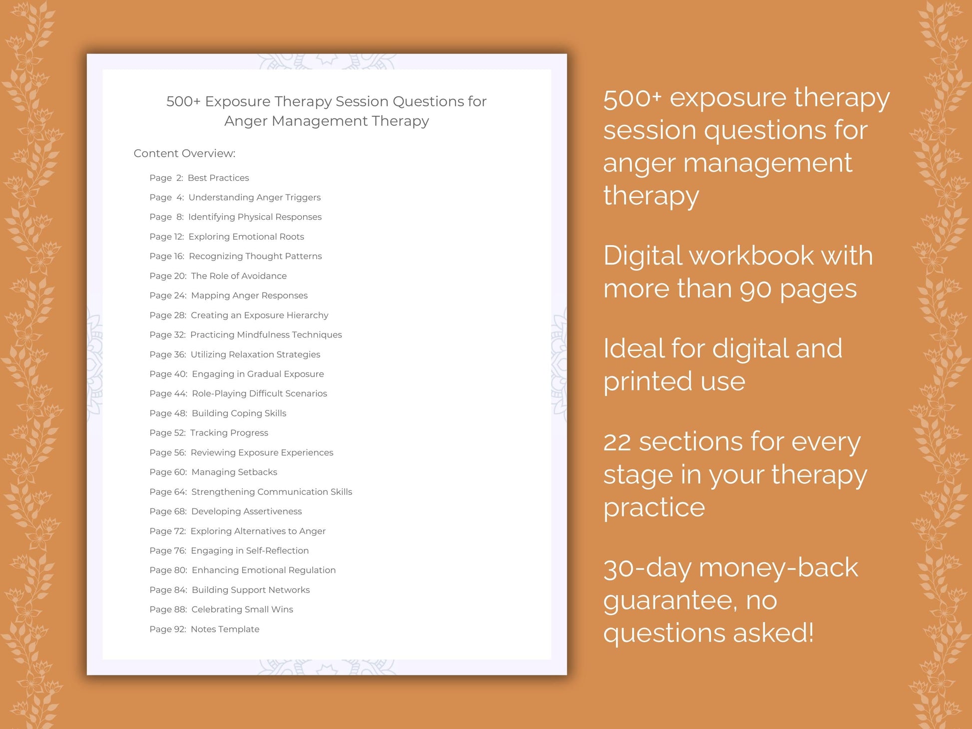 Anger Management Exposure Therapy Therapist Worksheets