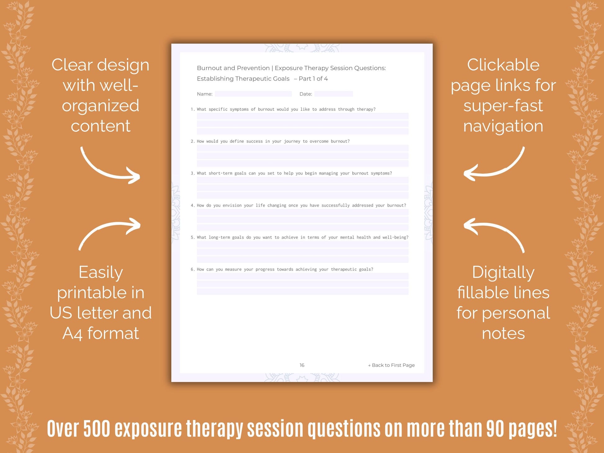 Burnout and Prevention Exposure Therapy Counseling Templates